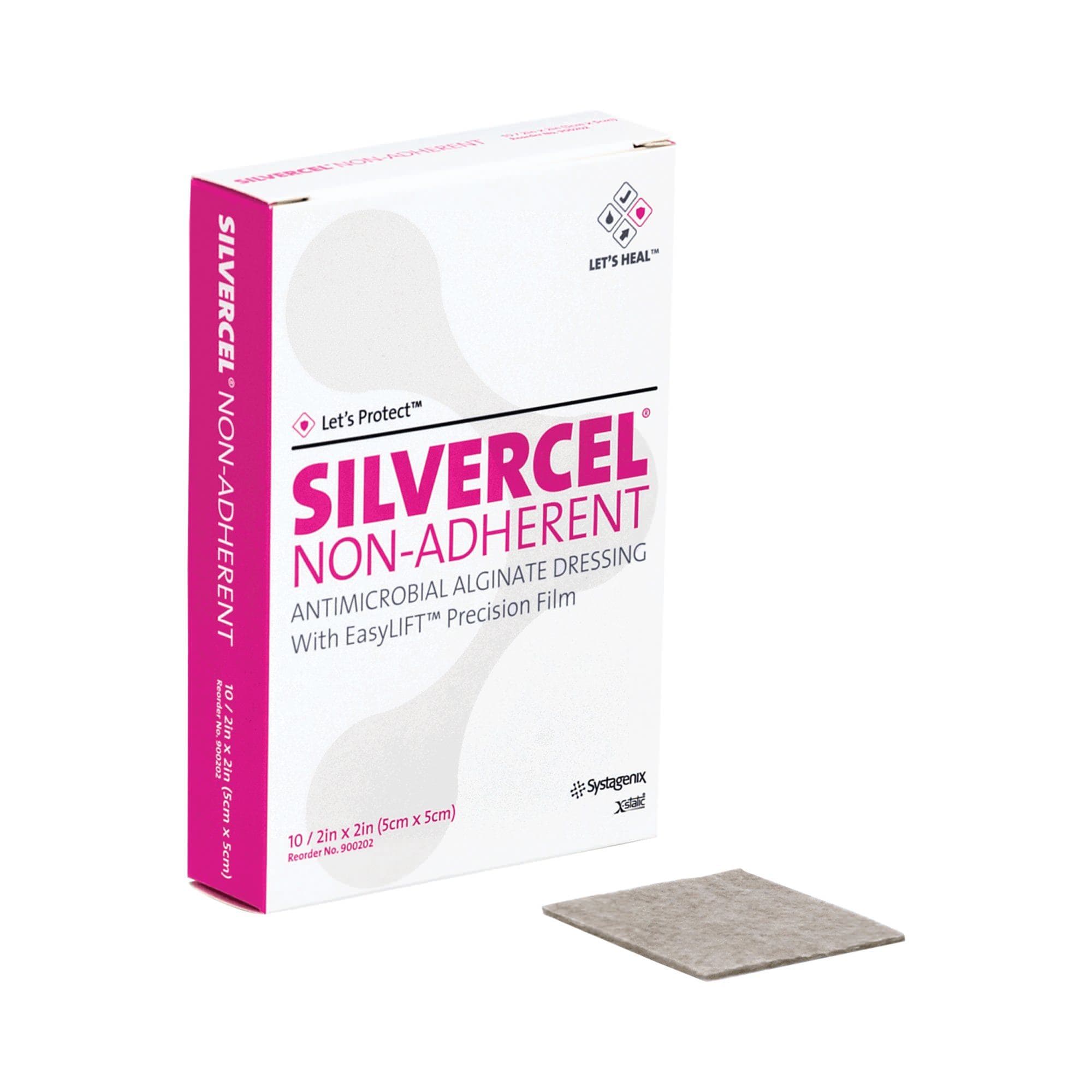 Silvercel Non Adherent Antimicrobial Alginate Dressing 2" X 2" - Image 1