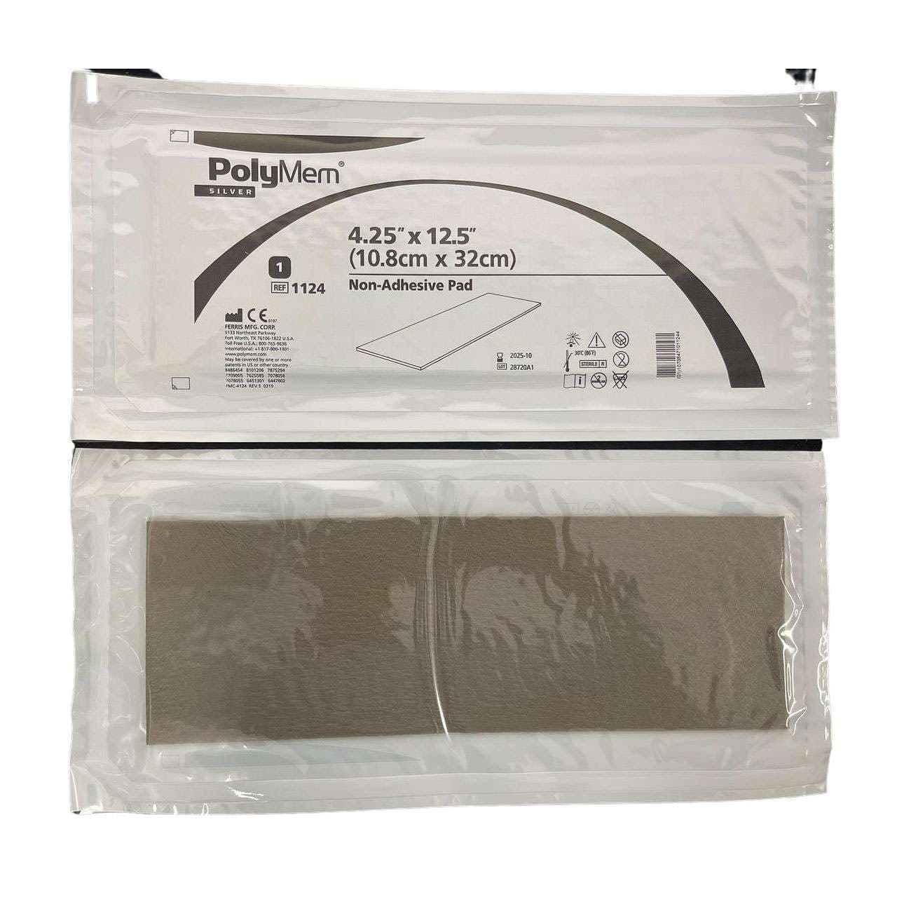Polymem Silver Non-Adhesive Foam Pad Dressing, 4.25 x 12.5 Inch - Each - Image 1