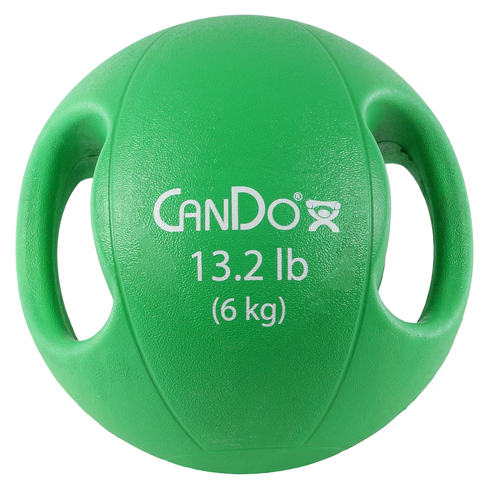 CanDo Molded Dual Handle Medicine Ball, 13.2 Lbs, Green - Image 1