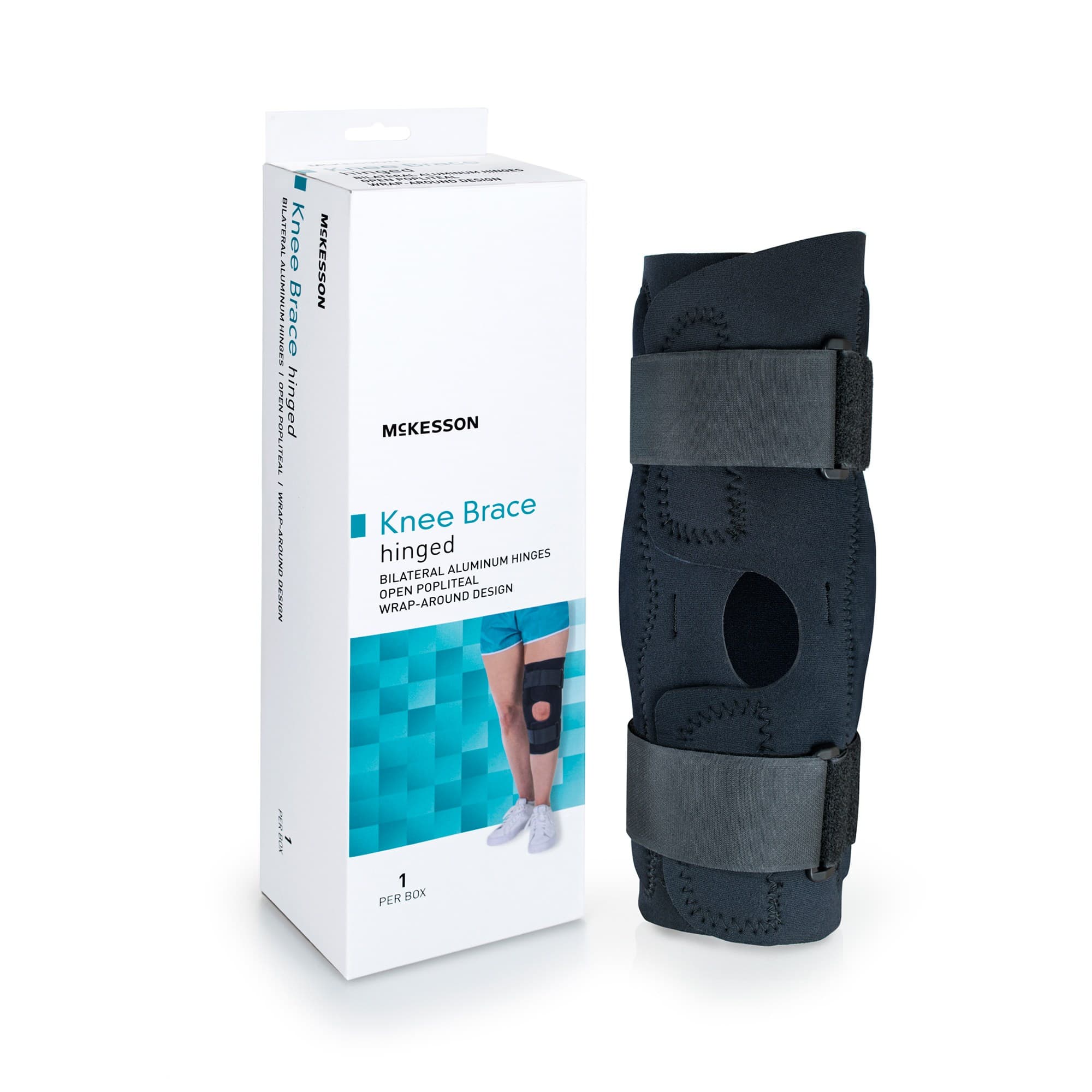 McKesson Knee Brace Black Left or Right Knee, 25-1/2 to 28 InchCircum., 2X-Large, Hinged - Each - Image 1