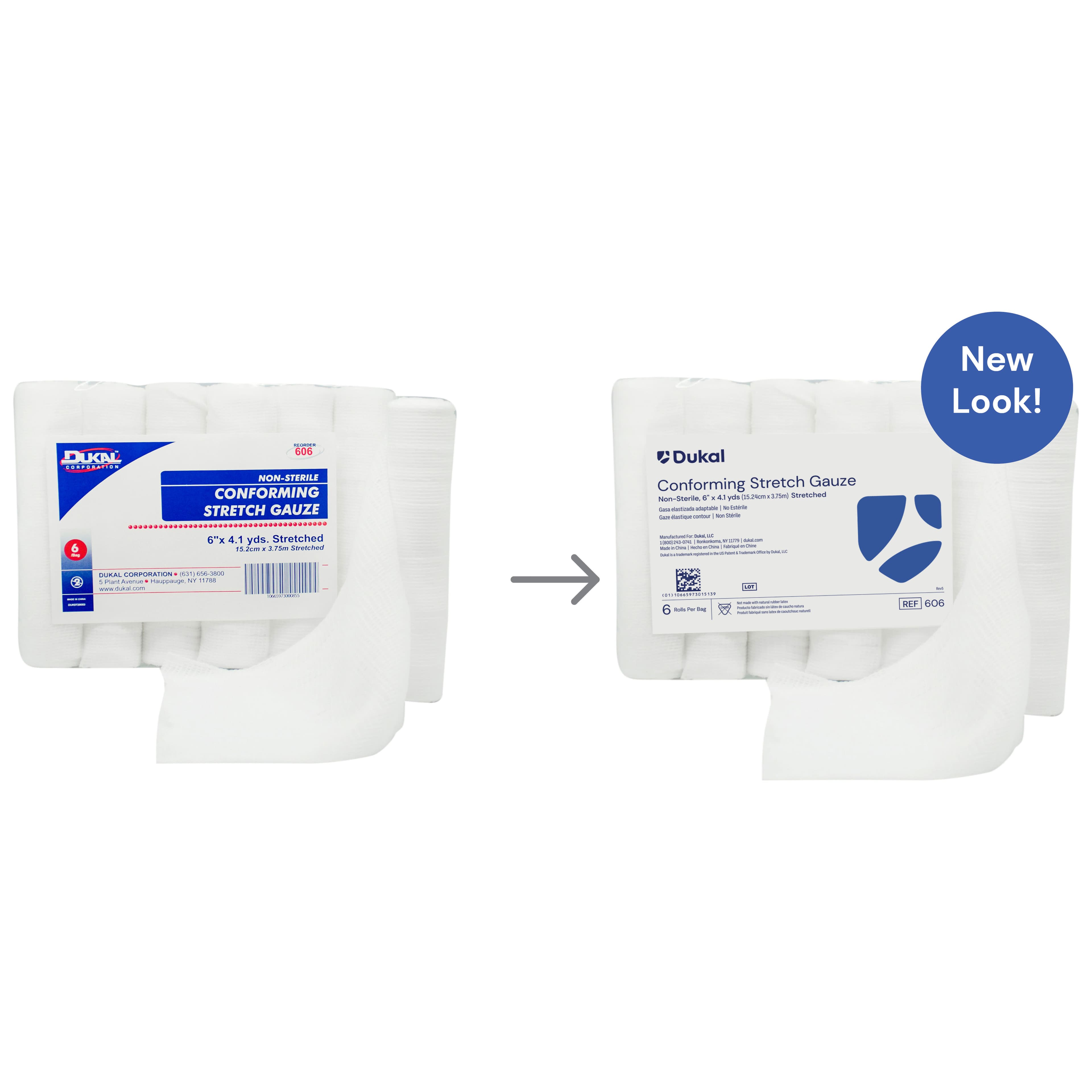 Dukal Conforming Bandage White 6 Inch x 4-1/10 Yard 8-Ply Roll Shape - Image 2