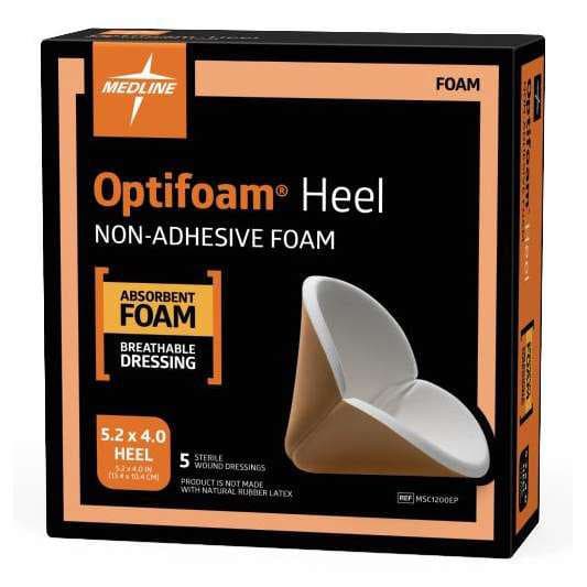 Optifoam Heel Nonadhesive Foam Dressing, Sterile, 5.2 x 4 Inch - Box of 5 - Image 1