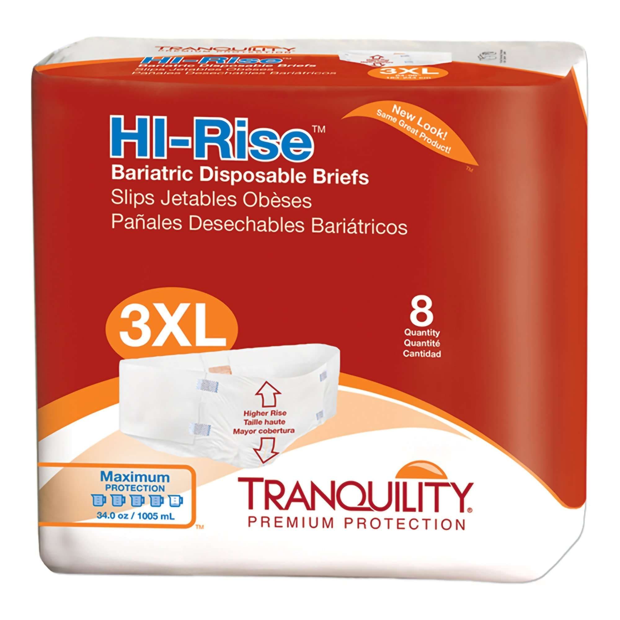 Tranquility HI-Rise Bariatric Adult Briefs - Bag of 8 - Image 1