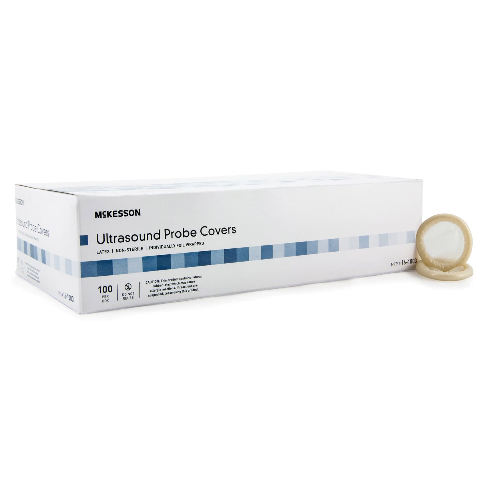 McKesson Ultrasound Probe Cover NonSterile, Individually Wrapped, 1-1/4 x 8 Inch - Case of 1200 - Image 1