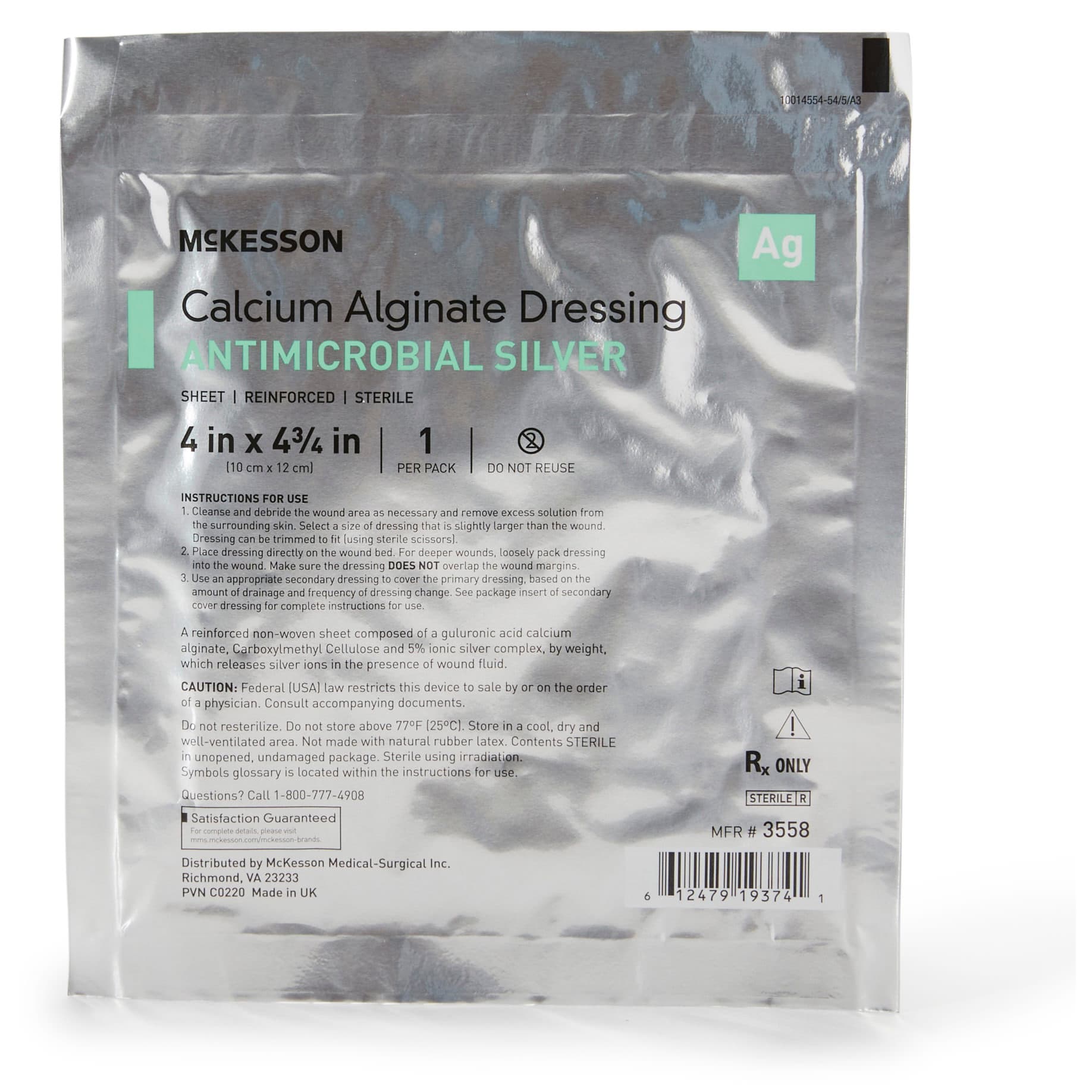 McKesson Silver Alginate Dressing White Rectangle Sterile - Image 8