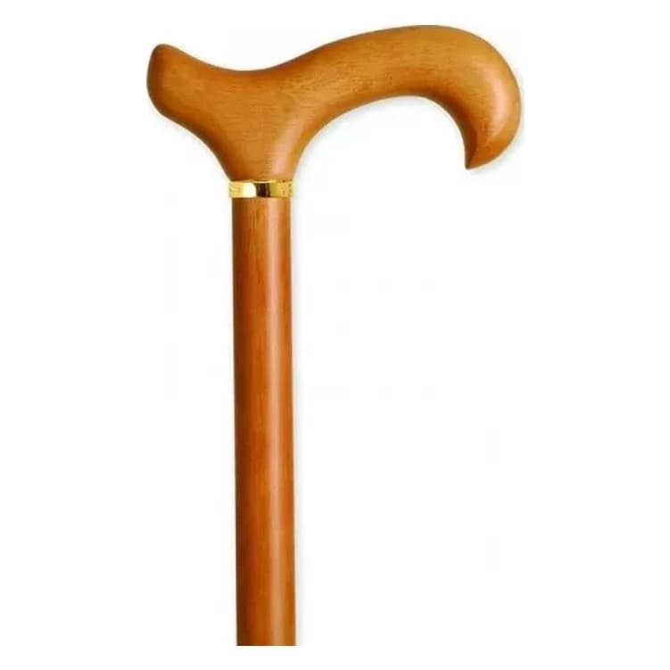 Alex Orthopedic Men's Derby Handle Wood Cane, Natural Stain - Image 1