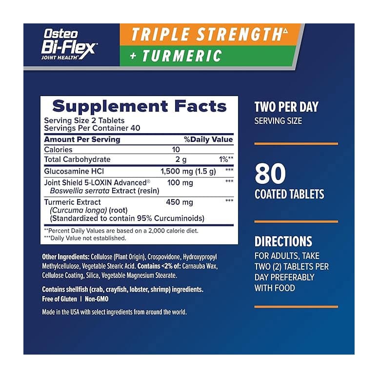 Osteo Bi-Flex Triple Strength + Turmeric Tablets - Pack of 80 - Image 2