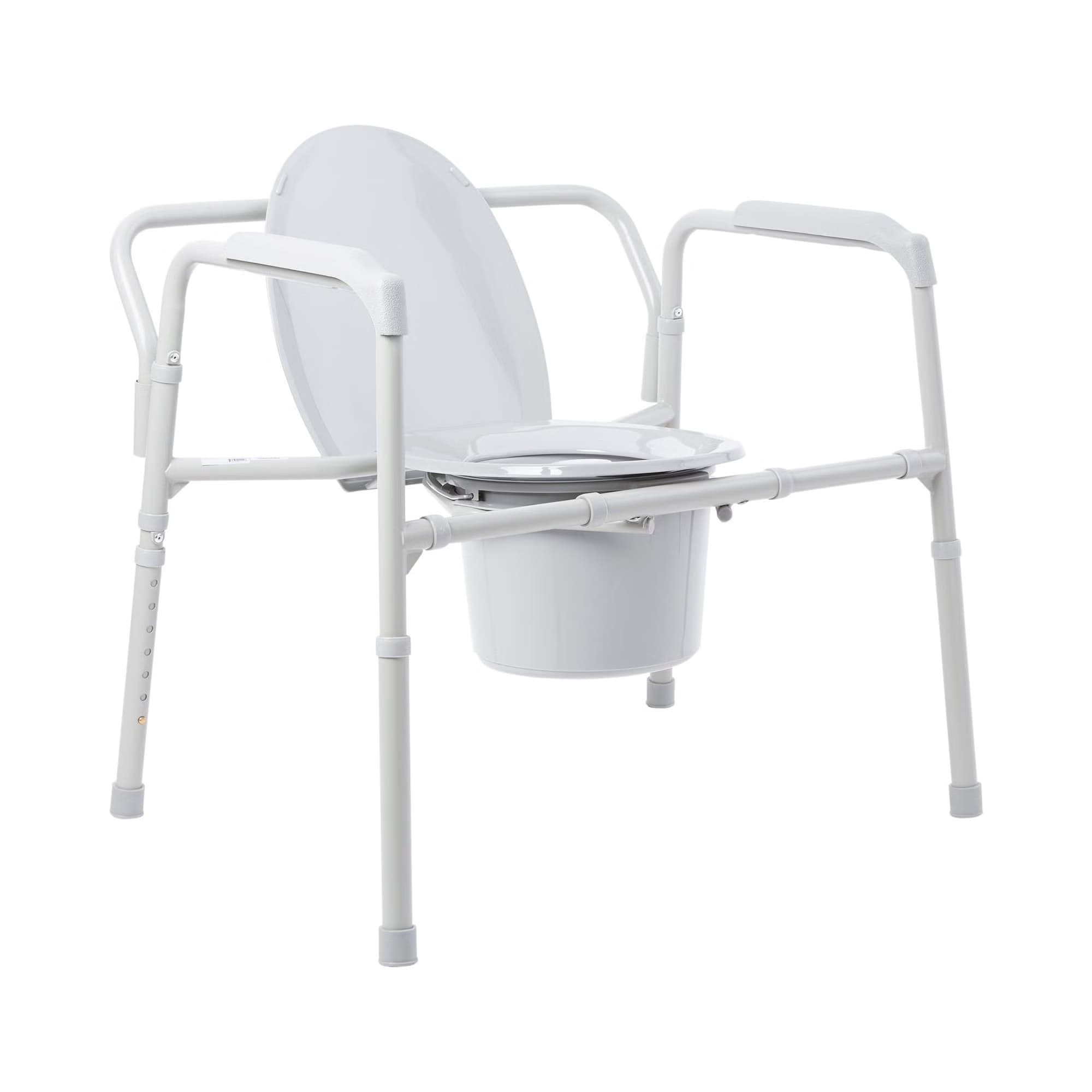 McKesson Plastic Seat Steel Frame Folding Commode Chair, 15-1/2 to 22 Inch