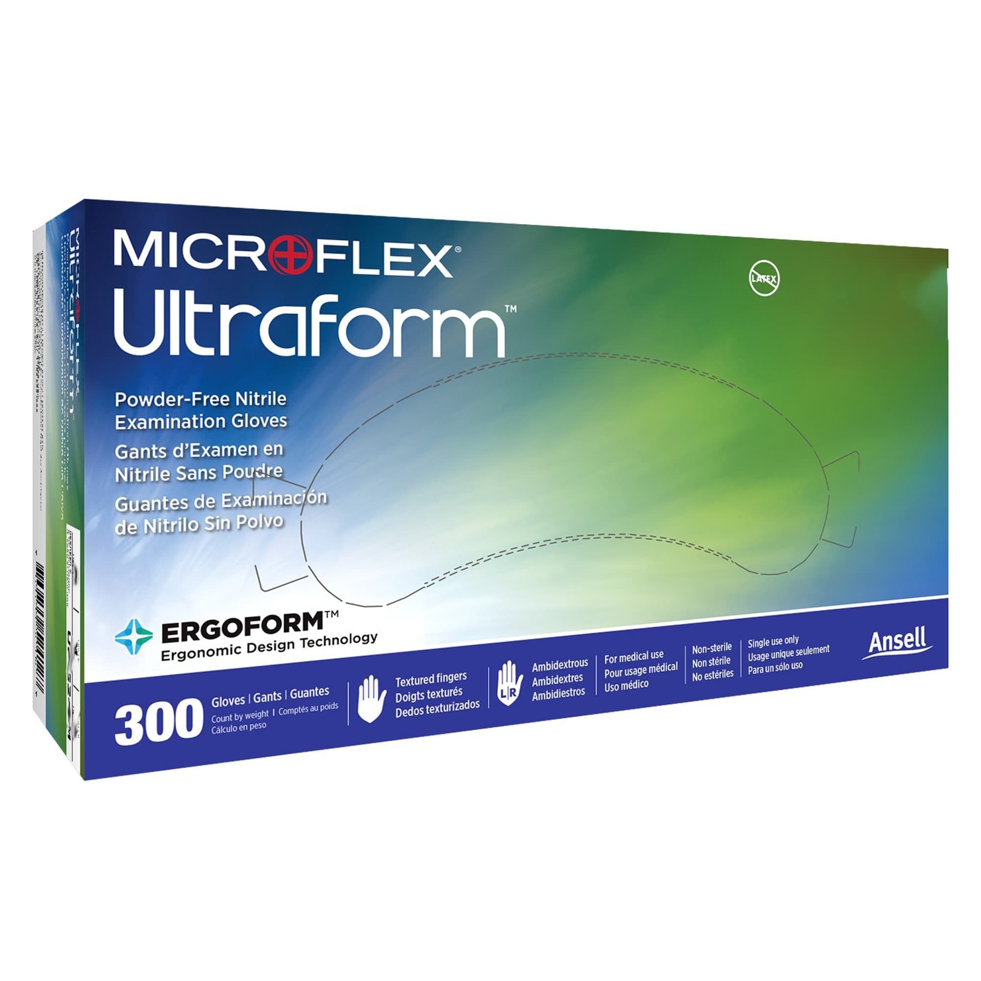 Microflex Ultraform Powder-Free Nitrile Exam Gloves, Extra Small-Small - Case of 3000 - Image 1