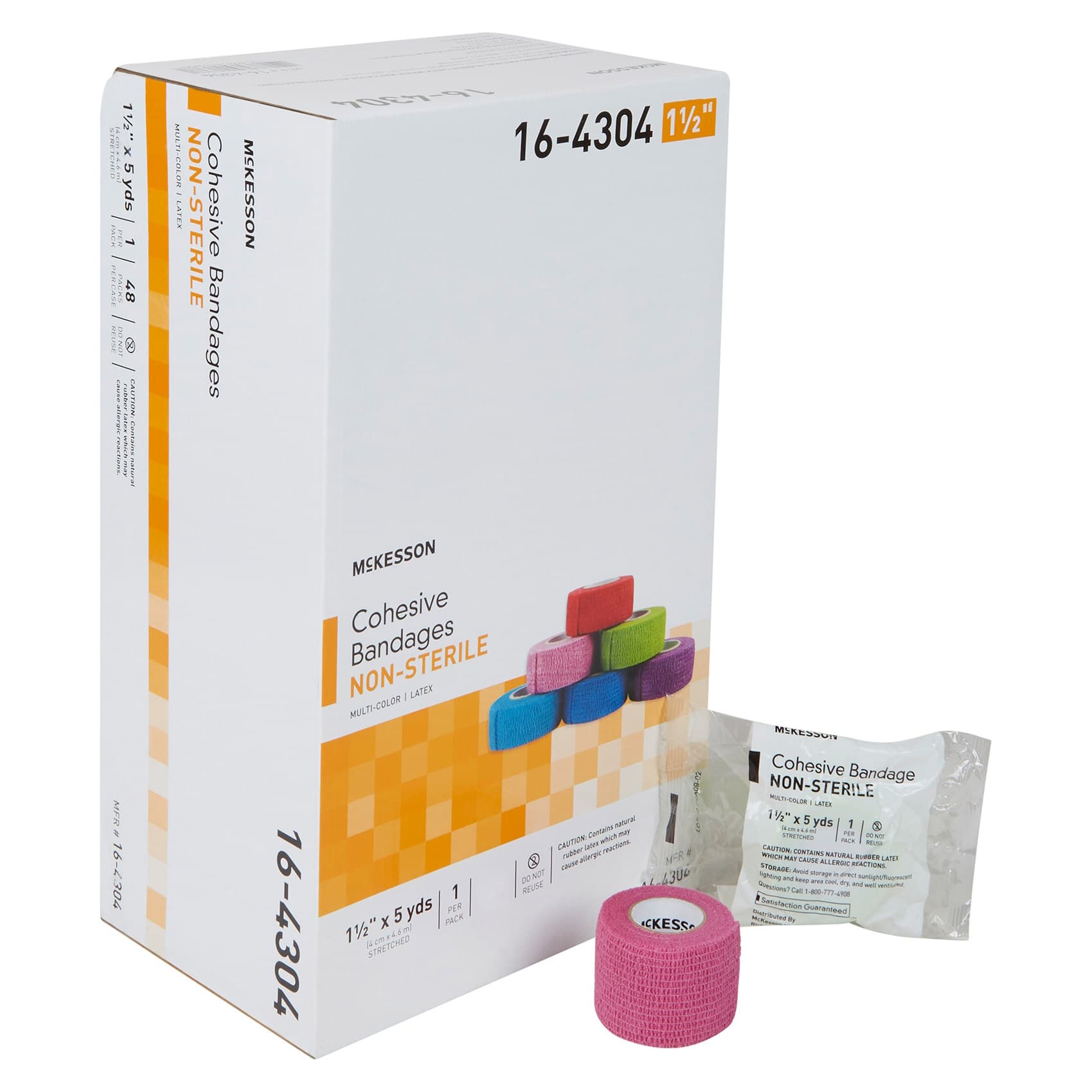 McKesson Elastic Cohesive Compression Bandage, 1-1/2 Inch x 5 Yard - Each - Image 1