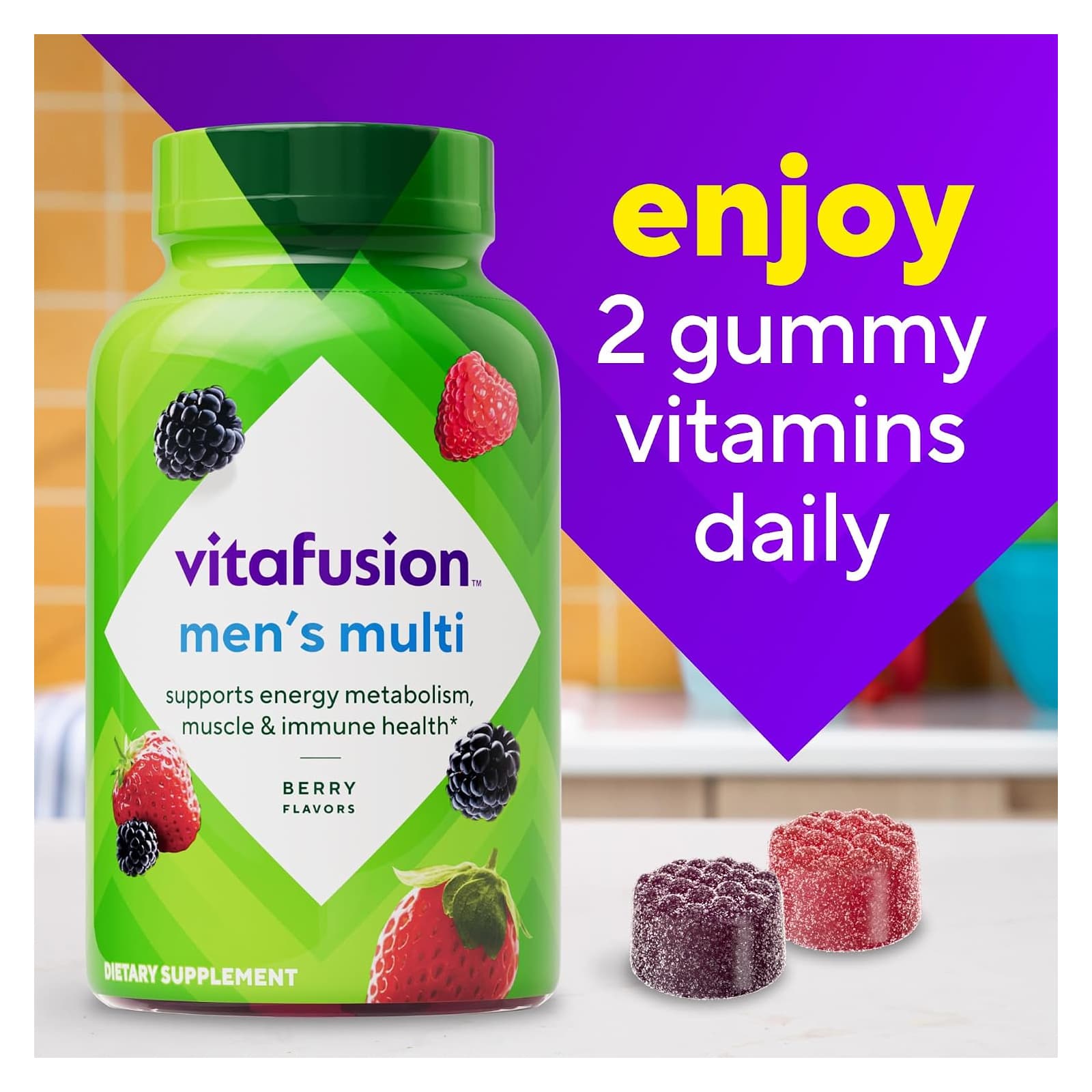 Vitafusion Men's Multivitamin Gummies, Berry Flavor - Image 3