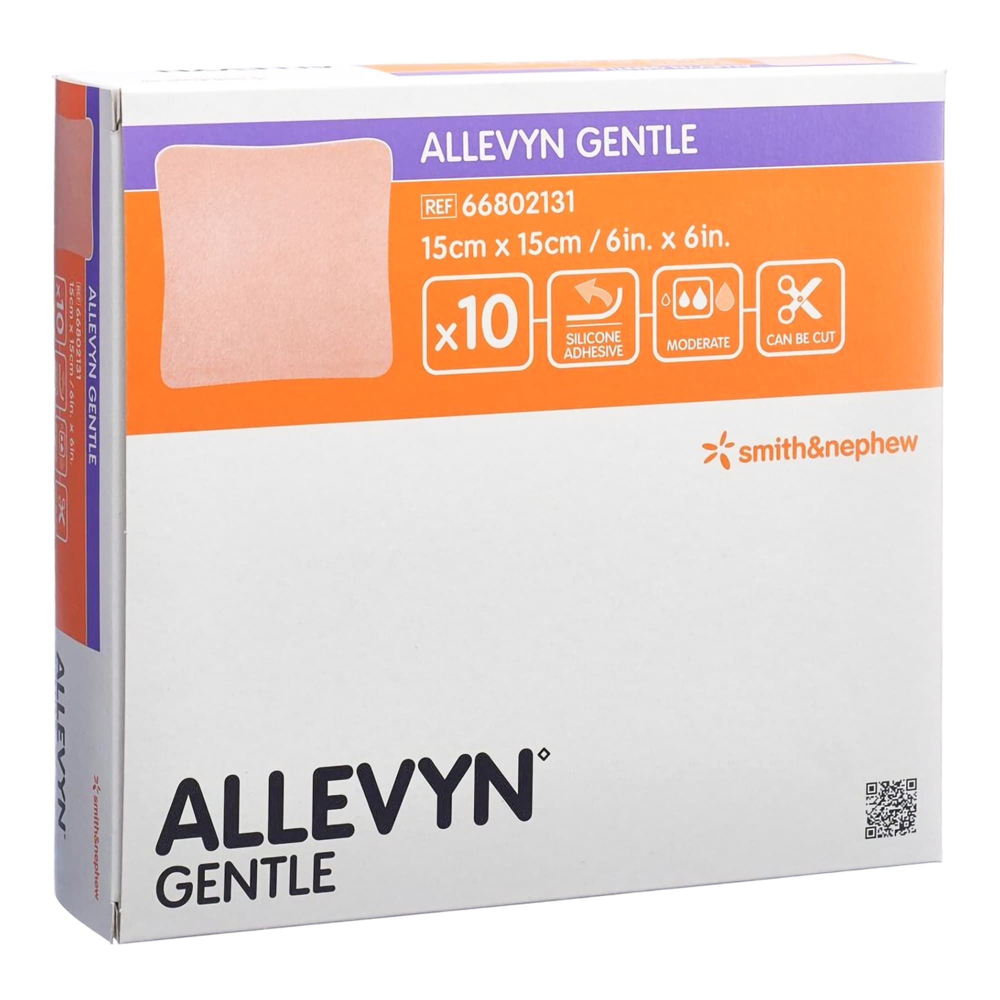 Allevyn Gentle Adhesive Hydrocellular Foam Dressing, 6" x 6" - Box of 10 - Image 1