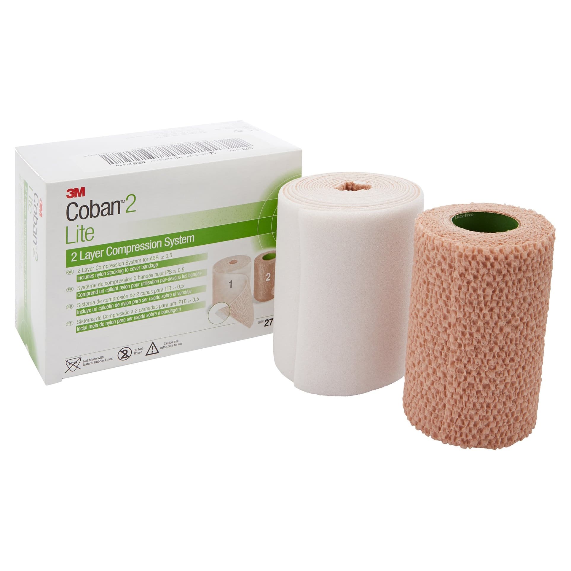 3M Coban 2 Lite 2 Layer Compression Bandage, Tan-White