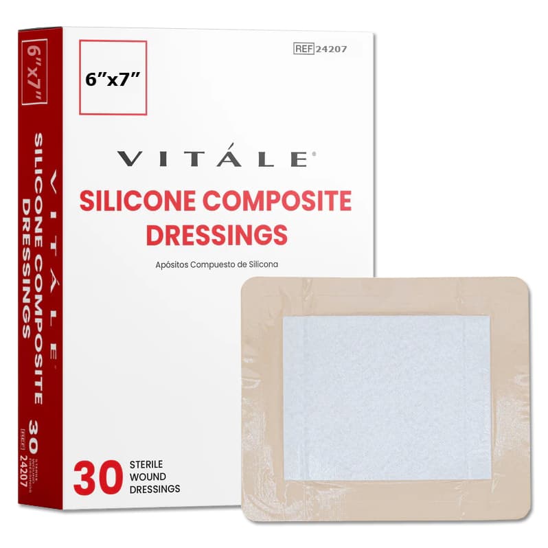 Vitale Silicone Composite Dressings, 6" x 7" - Box of 30 - Image 1