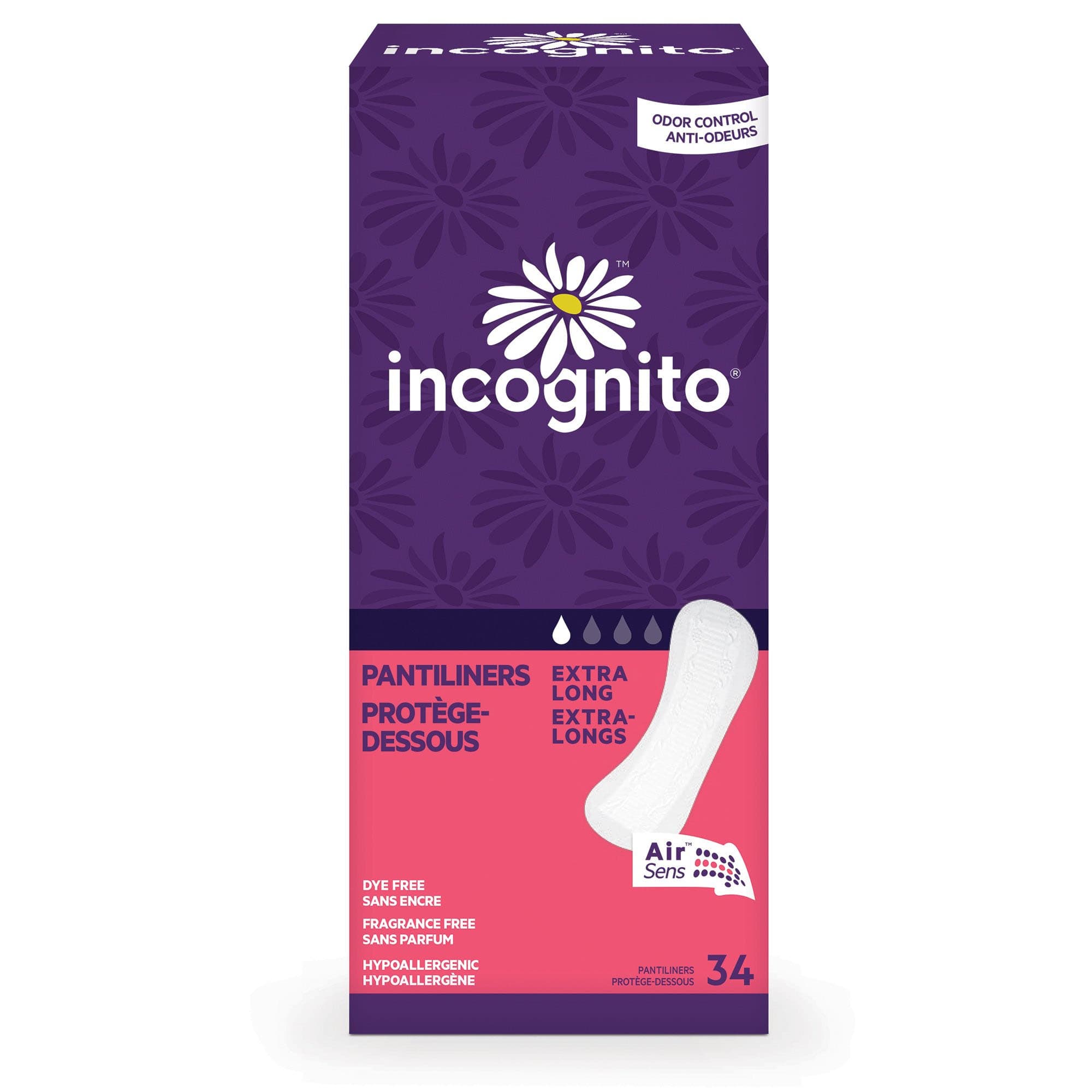 Incognito Panty Liner Extra Long, Light Absorbency - Case of 408 - Image 1