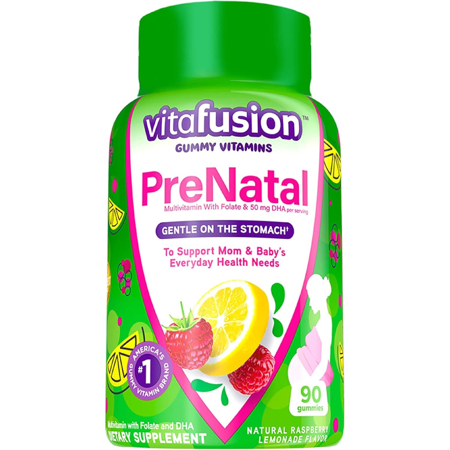 Vitafusion PreNatal Gummy Vitamins, Raspberry Lemonade Flavored, 90 Count - Each - Image 1
