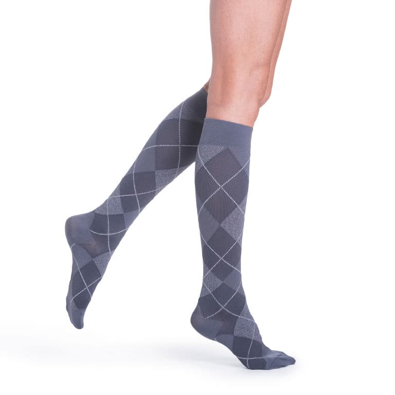 Sigvaris Microfiber Shades women Calf High Compression Socks, 15-20mmHg, Size A, Graphite Heather - Pair - Image 1