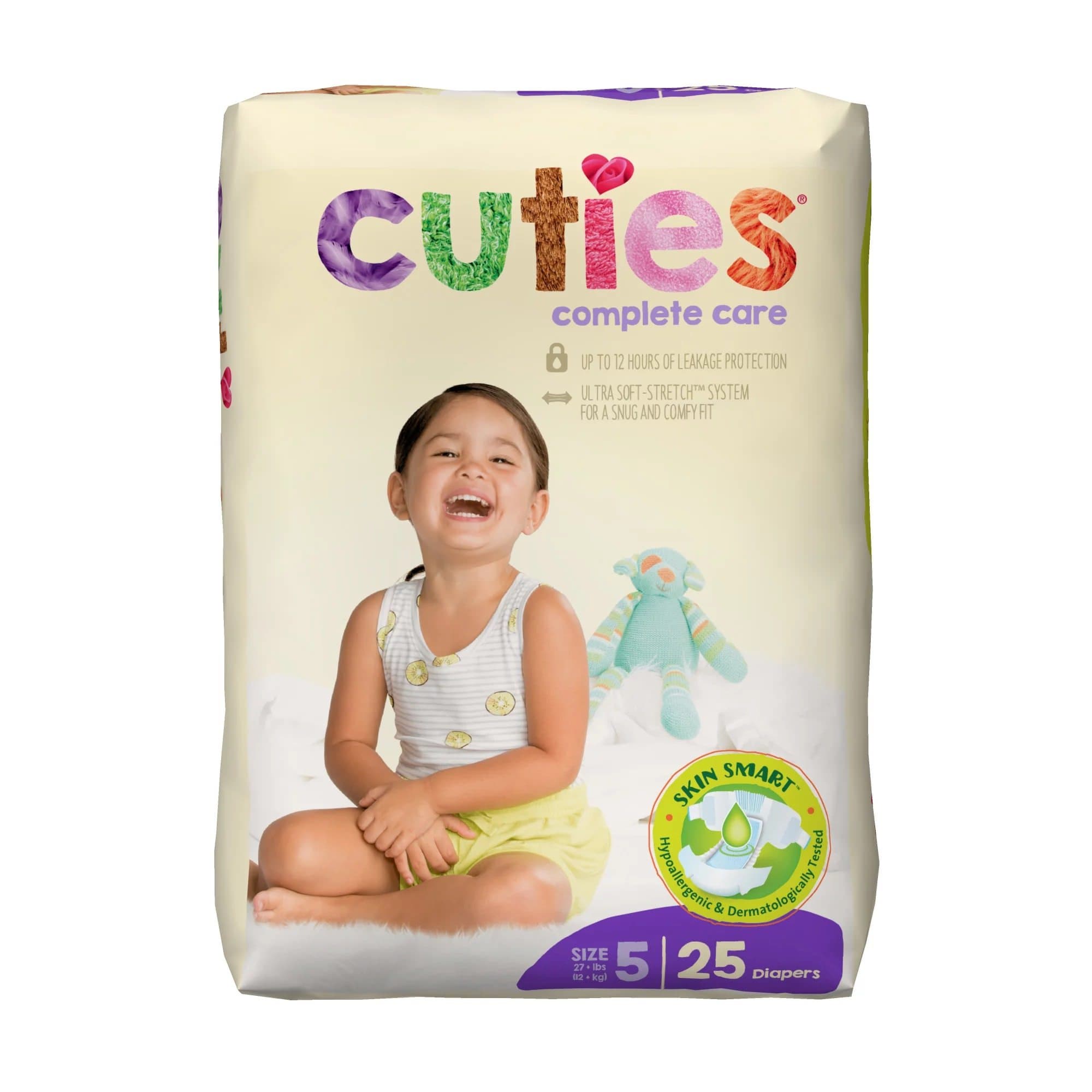 Cuties Complete Care Baby Diapers, Size 5 - Bag of 25 - Image 1