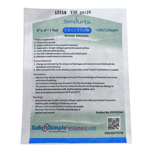 Simpurity Collagen Wound Dressing, 4 x 4 Inch - Each - Image 1