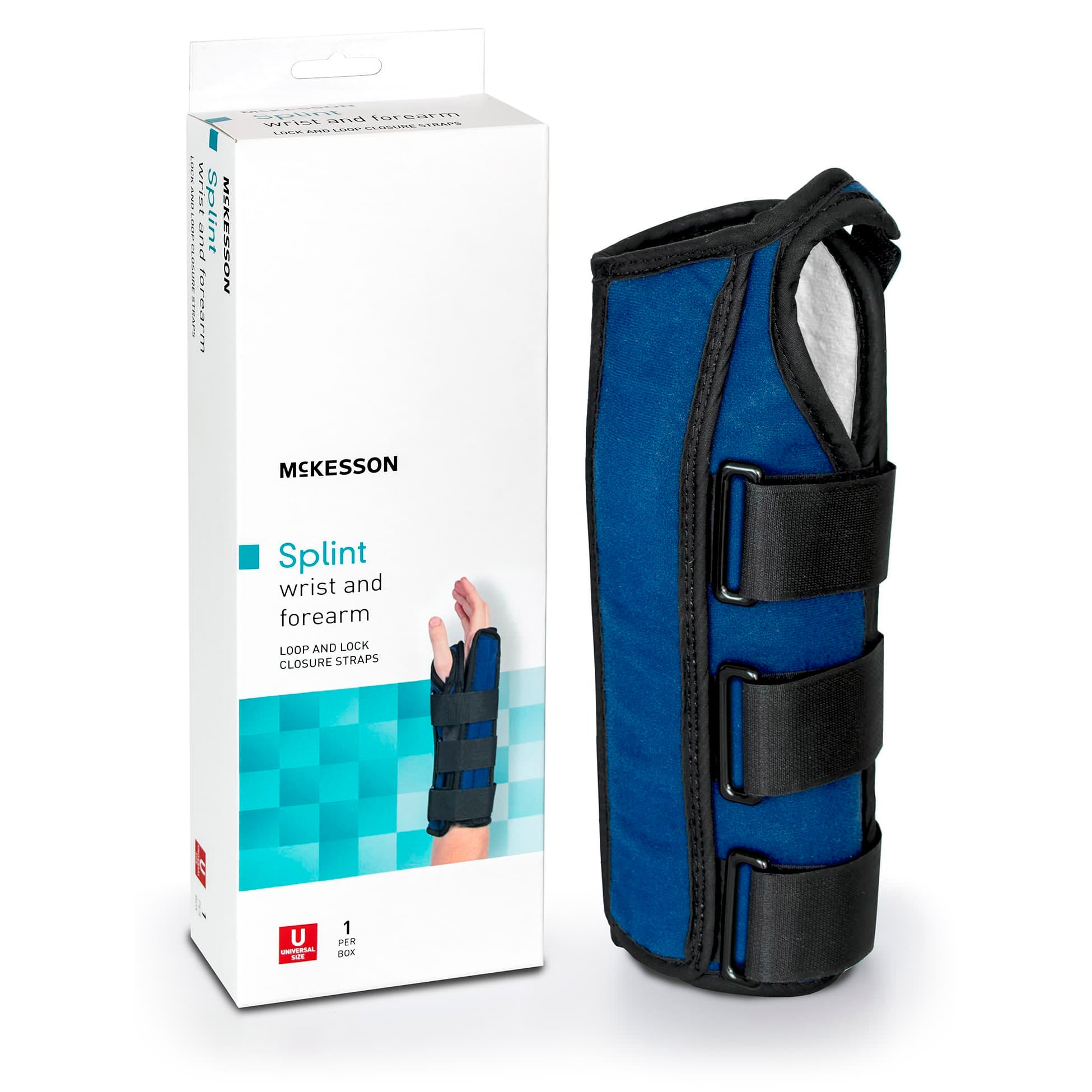 McKesson Universal Wrist and Forearm Splint Black-Blue One Size Fits Most