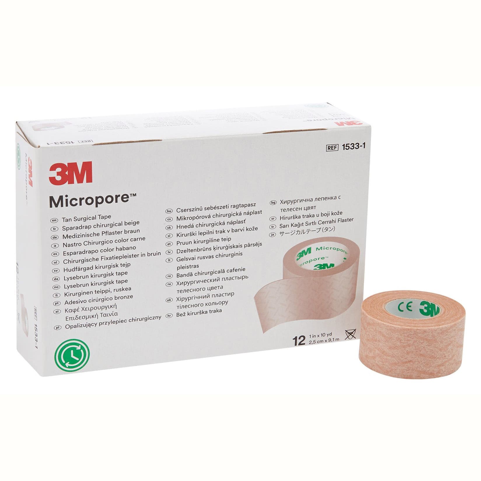 3M Micropore Waterproof Skin Friendly Surgical Tape, 1 Inch x 10 Yards, Tan - Case of 120 - Image 1