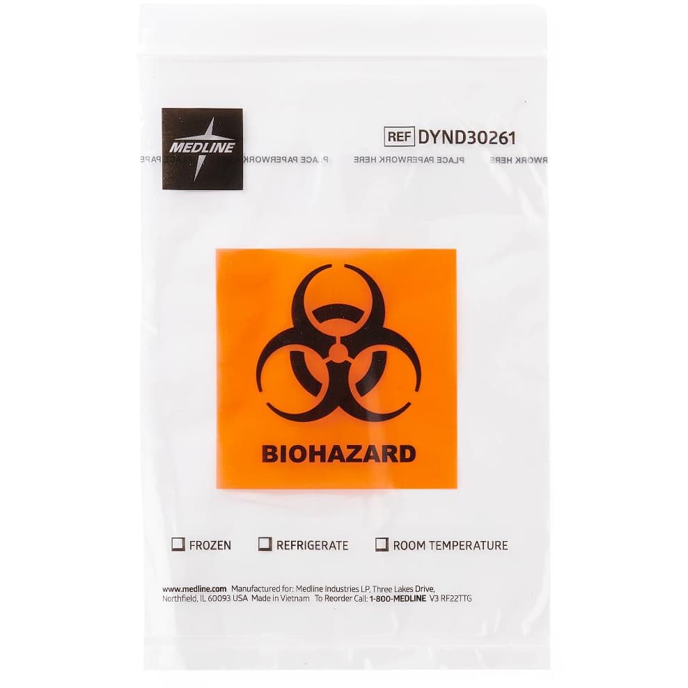 Zip-Style Biohazard Specimen Bags, 6 x 9 Inch - Package of 100 - Image 1