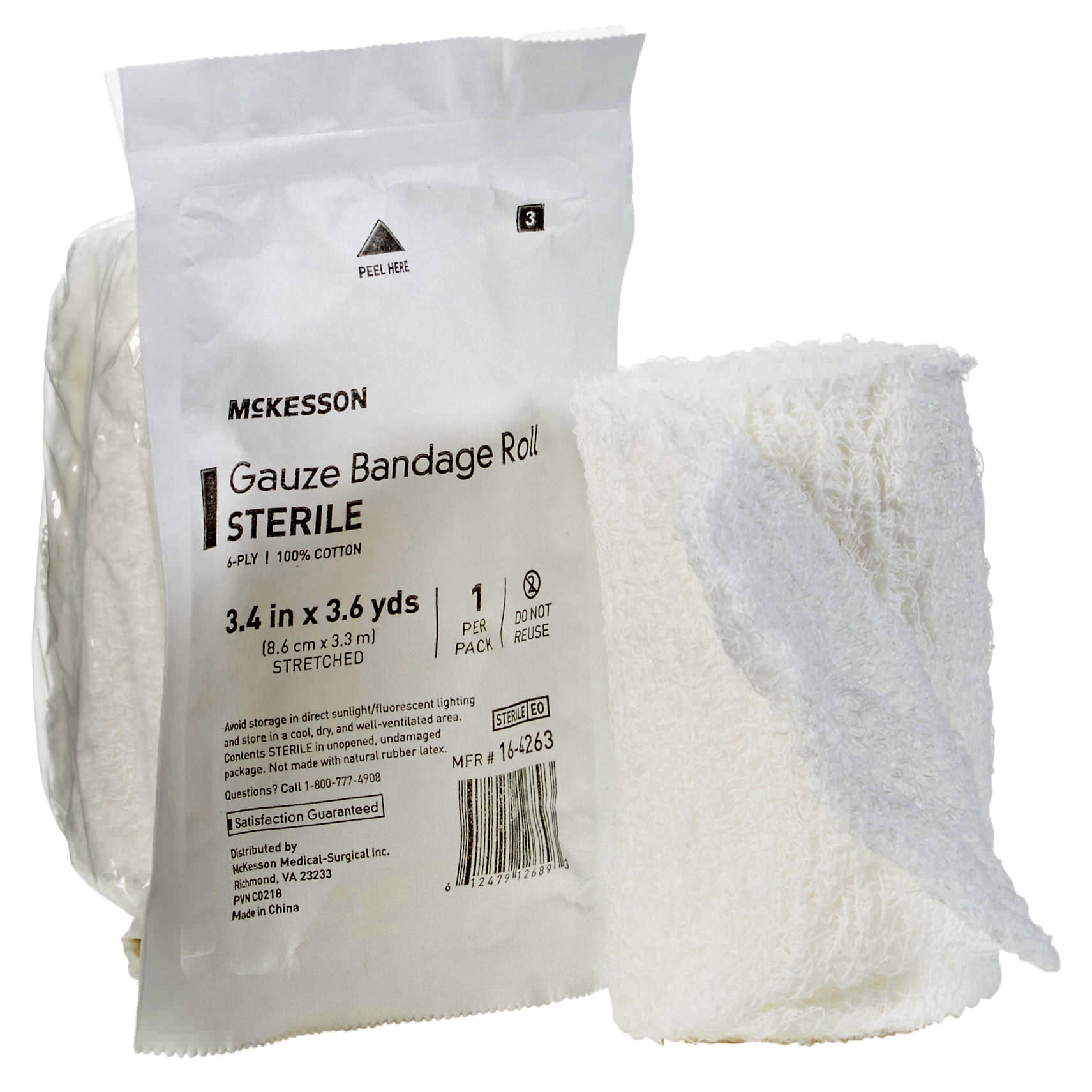 McKesson Cotton Fluff Bandage Roll, 6-Ply, 4-1/2 Inch x 4-1/10 Yard - Case of 100 - Image 1