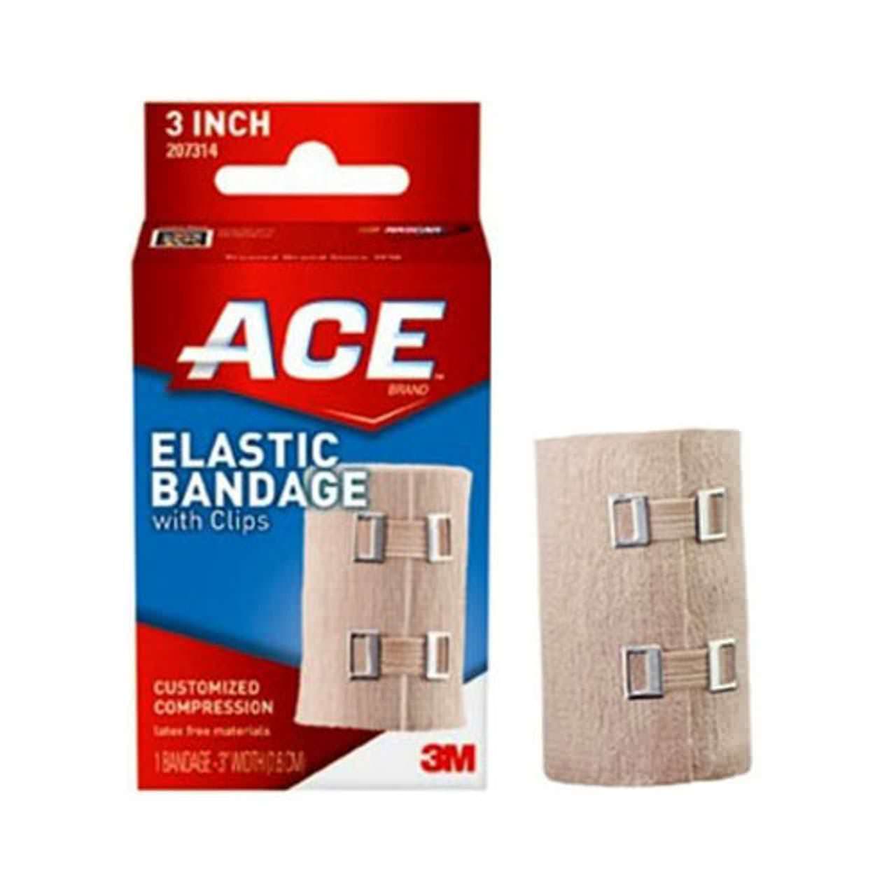 3M Ace Elastic Bandage with Metal Clips, Tan, 3 Inch - Image 1