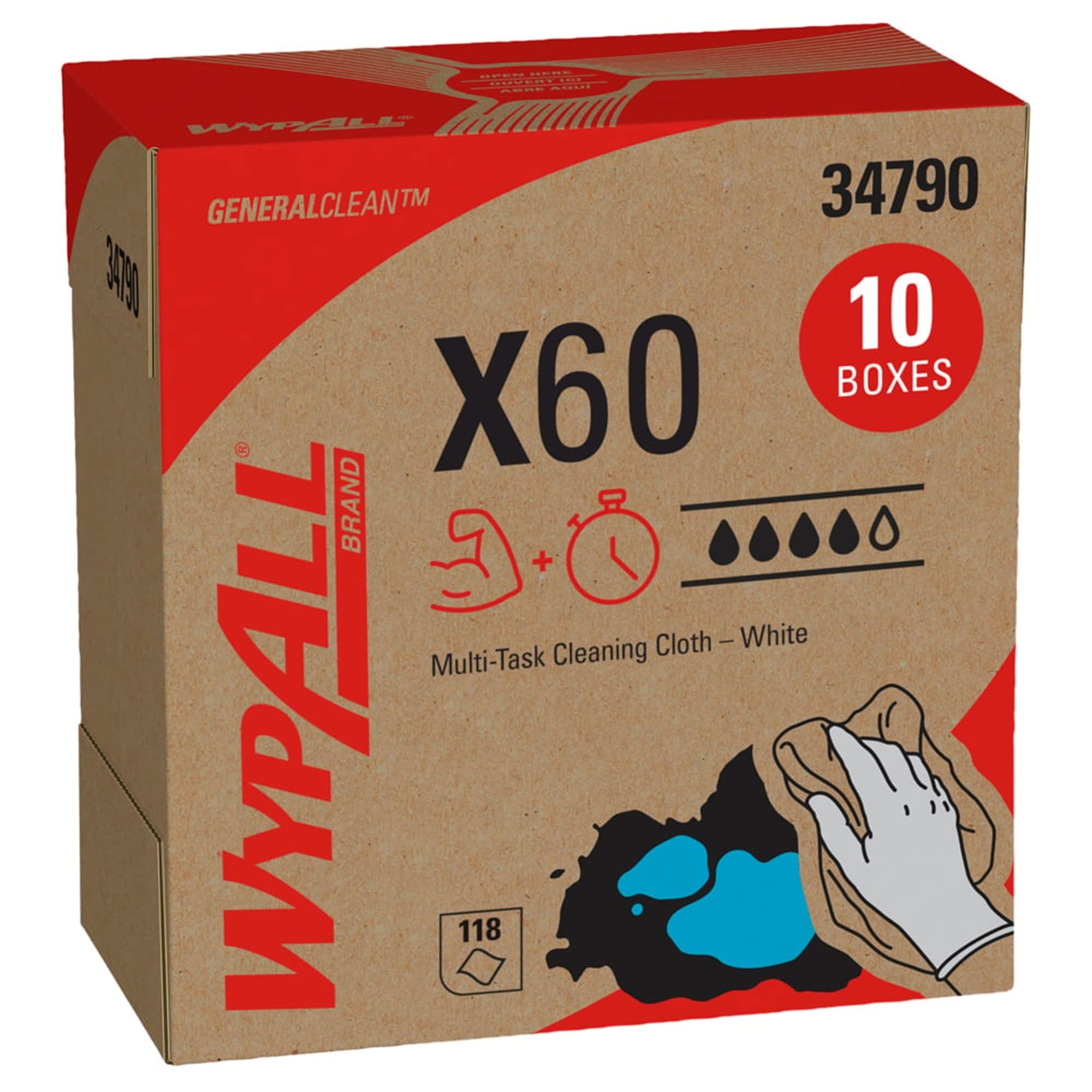 WypAll X60 Task Wipe Box, 9-1/10 x 16-4/5 Inch - Case of 1180 - Image 1