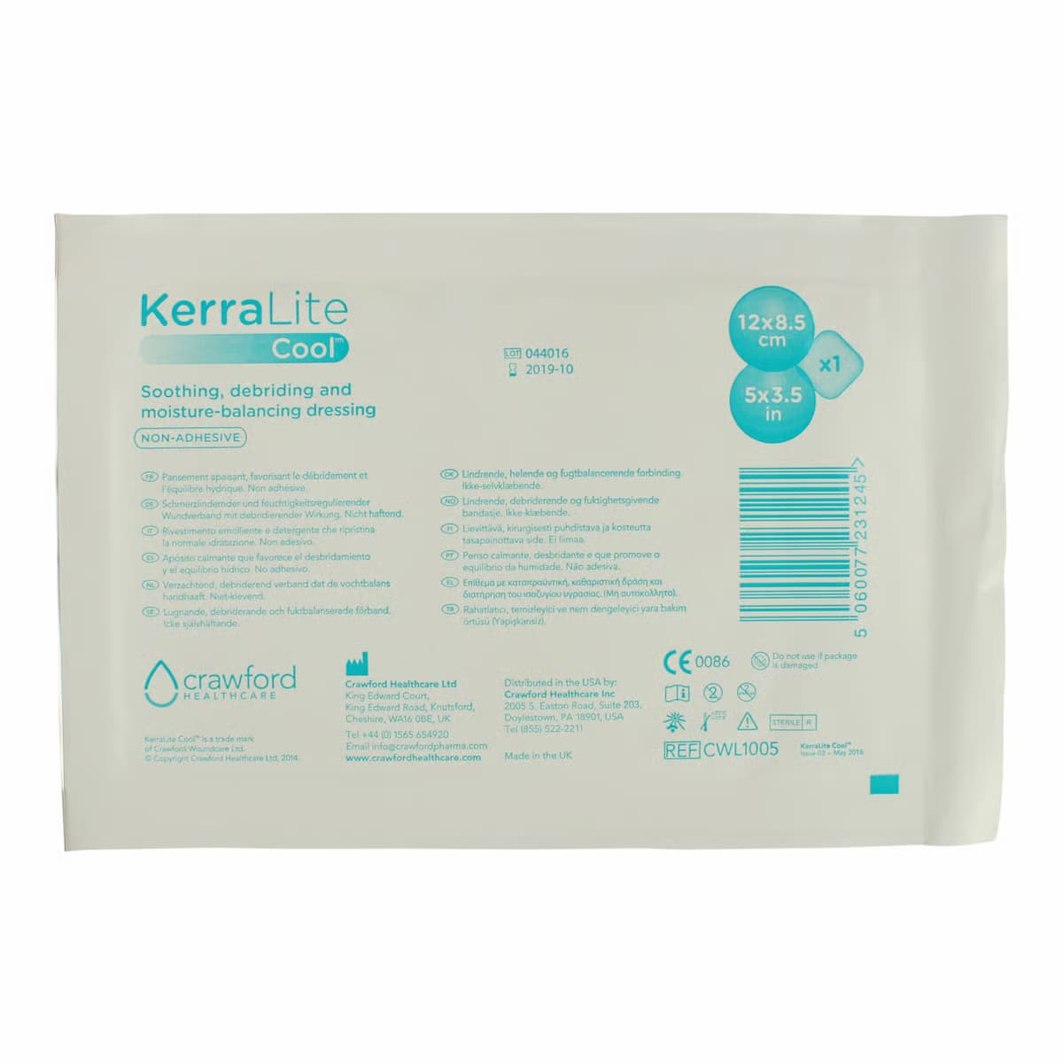 Kerralite Cool Moisture-Balancing Hydrogel Non-Adhesive Dressing, 5" x 3.5" - Image 1
