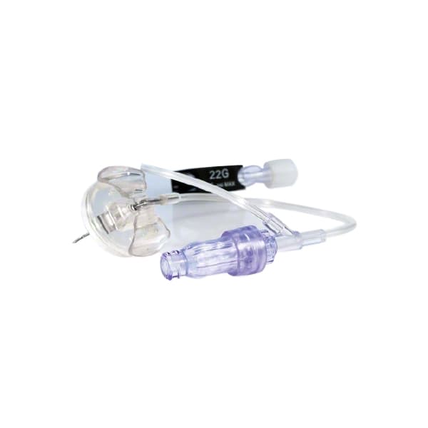 Surecan Safety II Huber Needle Infusion Set, 20 Gauge, 1 Inch, Y-site Injection Port - Box of 20 - Image 1