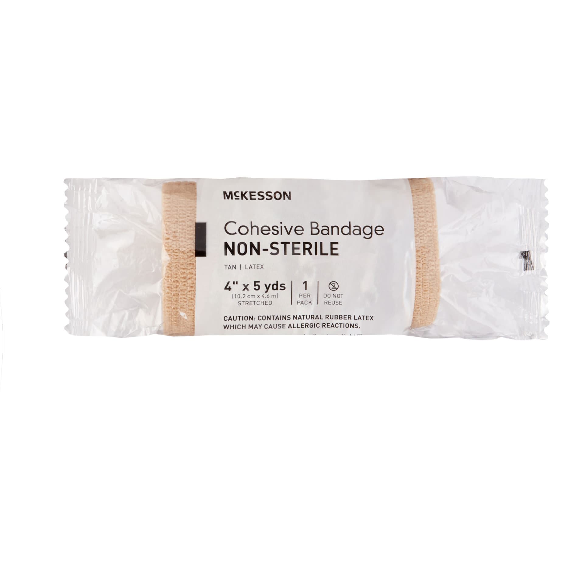 McKesson Elastic Cohesive Compression Bandage, 4 Inch x 5 Yard, Tan - Image 1