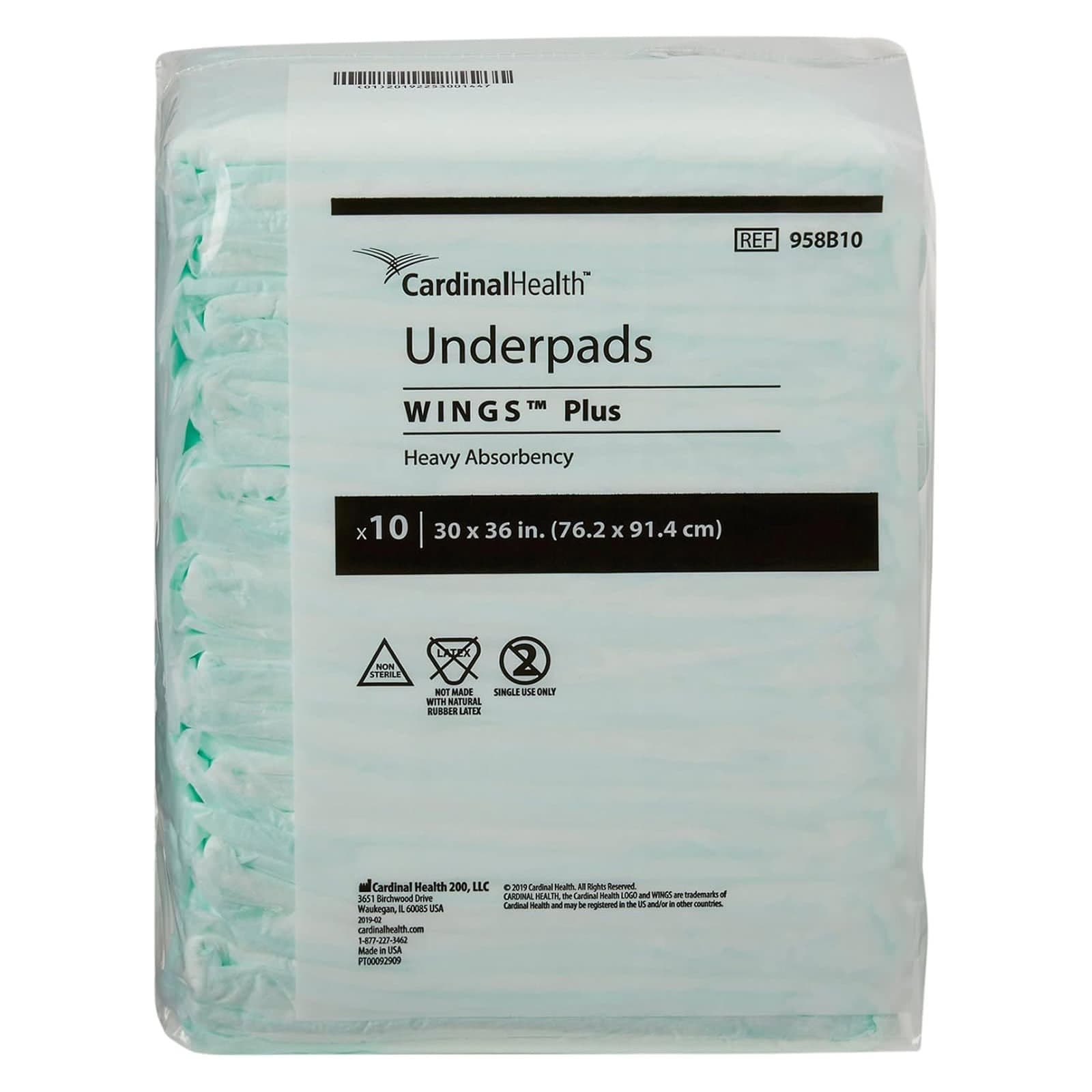 Cardinal Health Wings Extra Underpads, Moderate Absorbency, 30 x 30 Inch - Package of 10 - Image 1