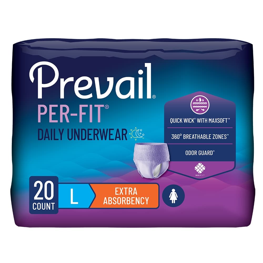 Prevail Per-Fit Extra Daily Underwear For Women, Large - Package of 18 - Image 1