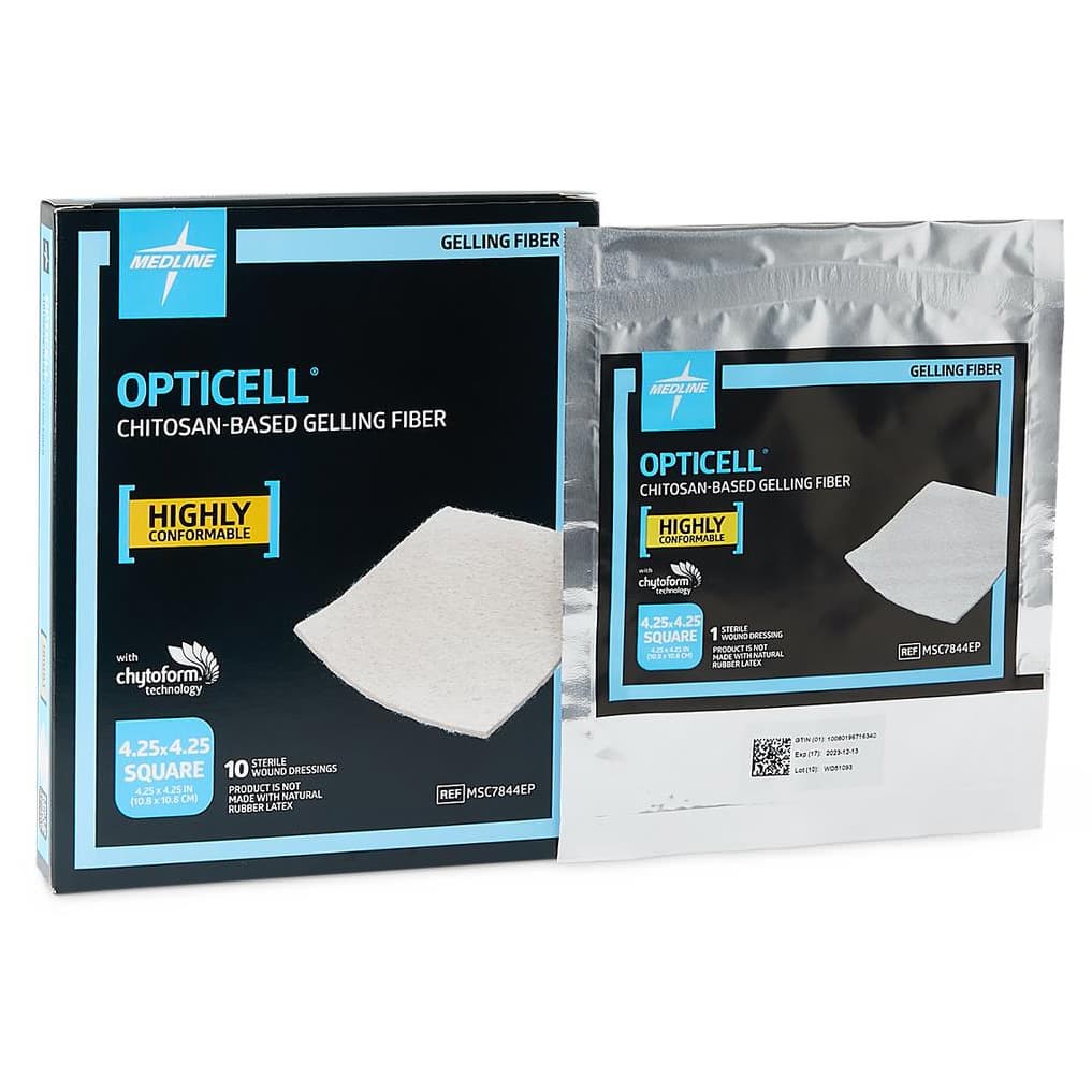 Opticell Gelling Fiber Wound Dressing, Sterile, 4.25 x 4.25 Inch - Box of 10 - Image 1