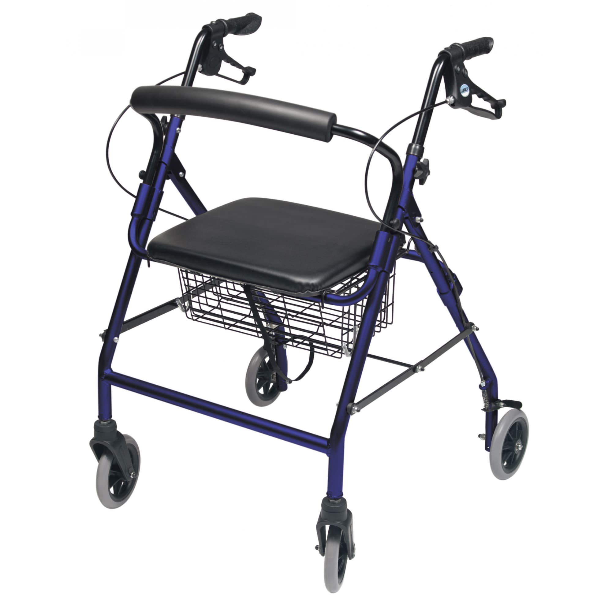 Lumex Walkabout Wide Four-Wheel Patient Rollator, Royal Blue - Each - Image 1