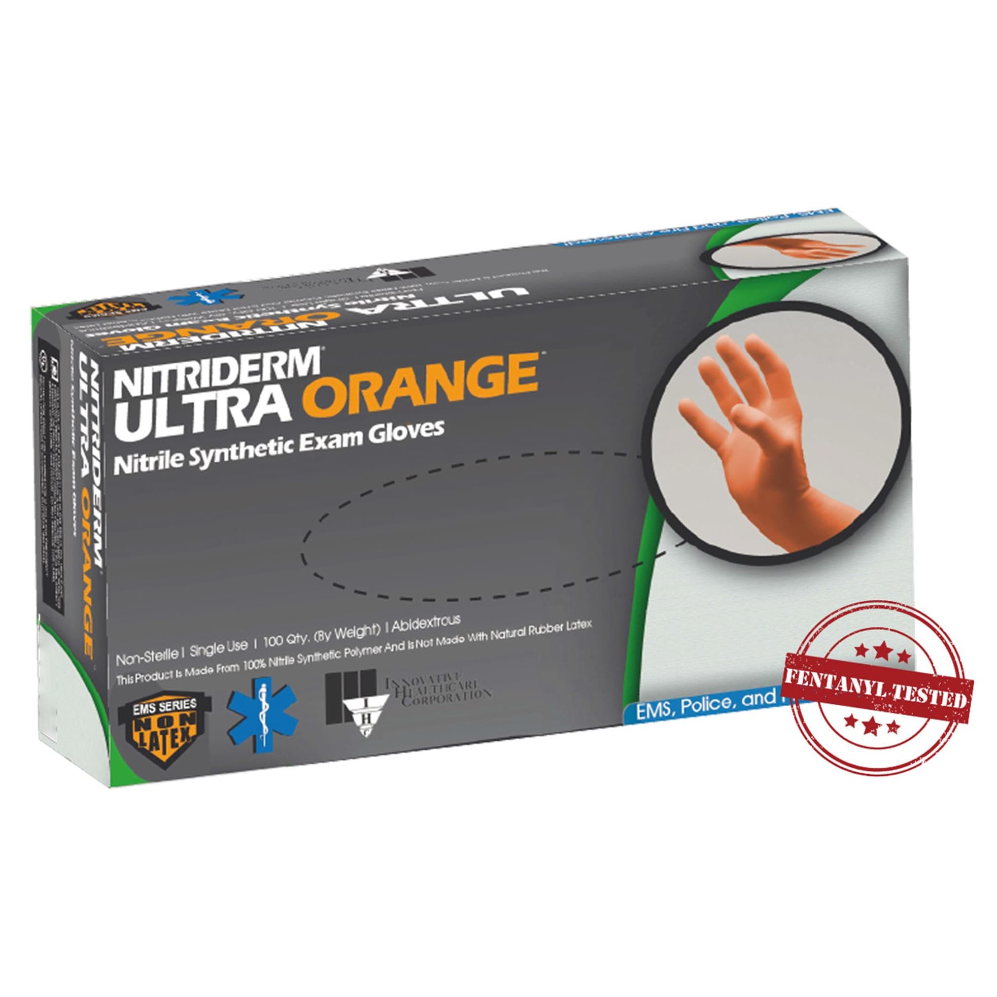 NitriDerm Ultra Orange Nitrile Exam Gloves, Small - Box of 100 - Image 1