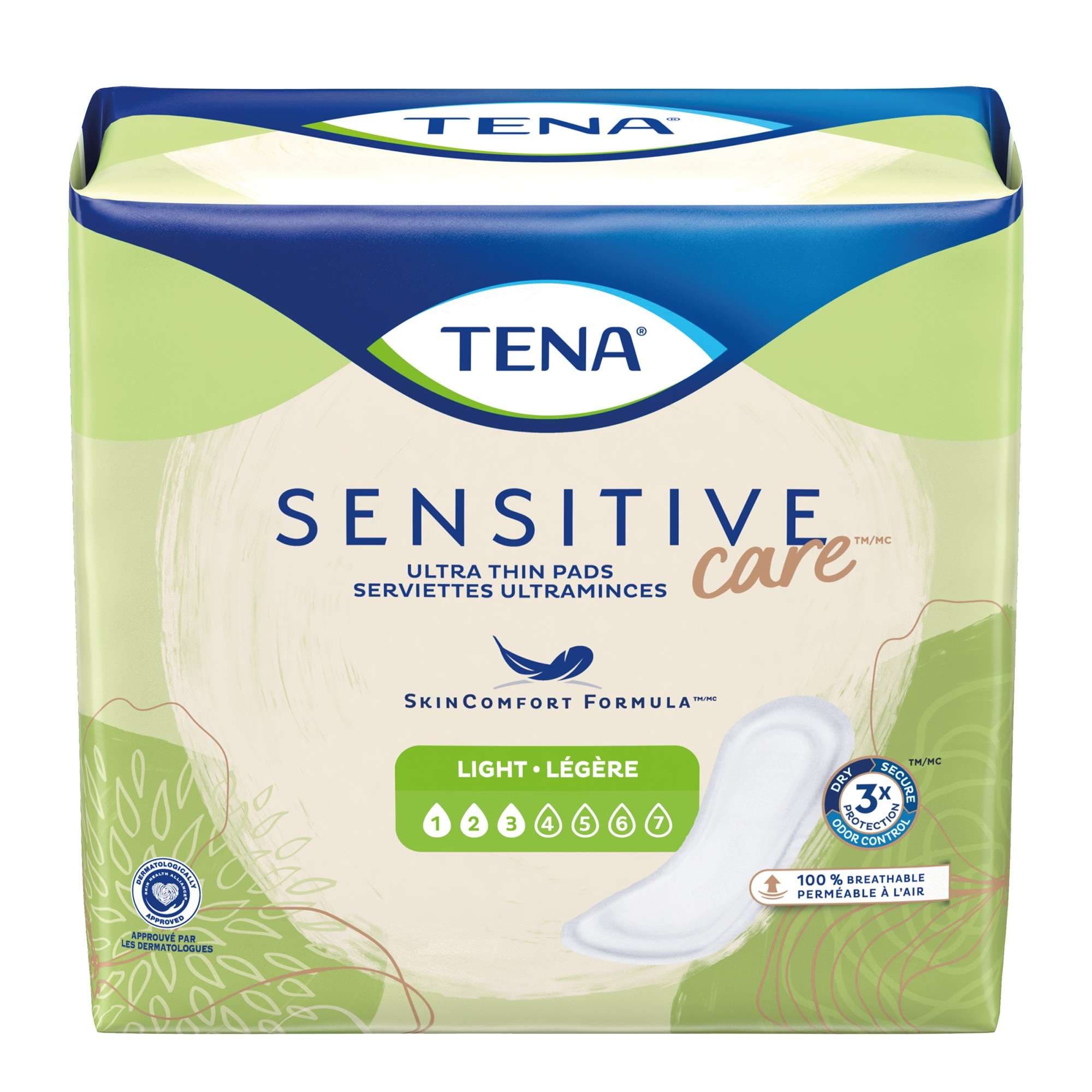 TENA Sensitive Care Ultra Thin Light Incontinence pads, Regular - Case of 180 - Image 1