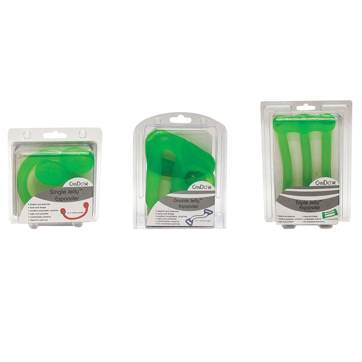 CanDo Jelly Expander Single, Double and Triple Exerciser Kit, green, medium - Image 1