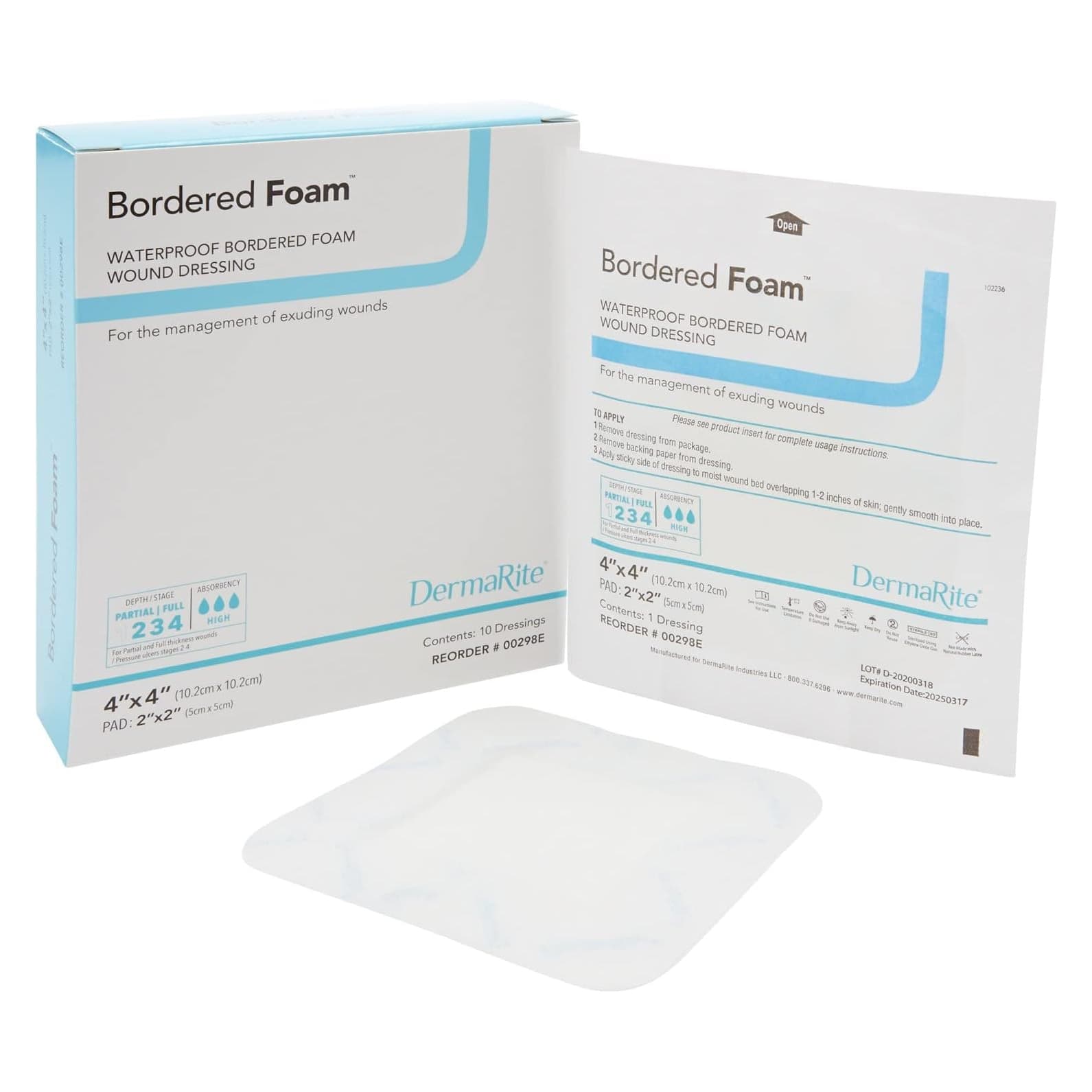 DermaRite Bordered Foam Waterproof Adhesive Wound Dressing - Image 1