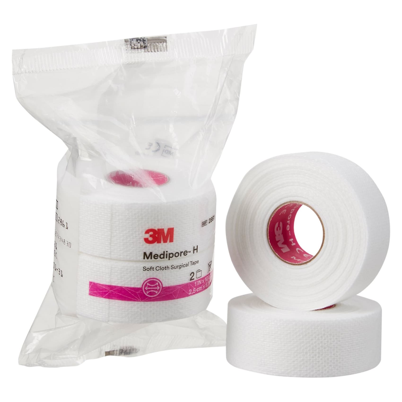 3M Medipore H Hypoallergenic Soft Cloth Surgical Tape, White, 1 Inch x 10 Yards - Case of 24 - Image 1