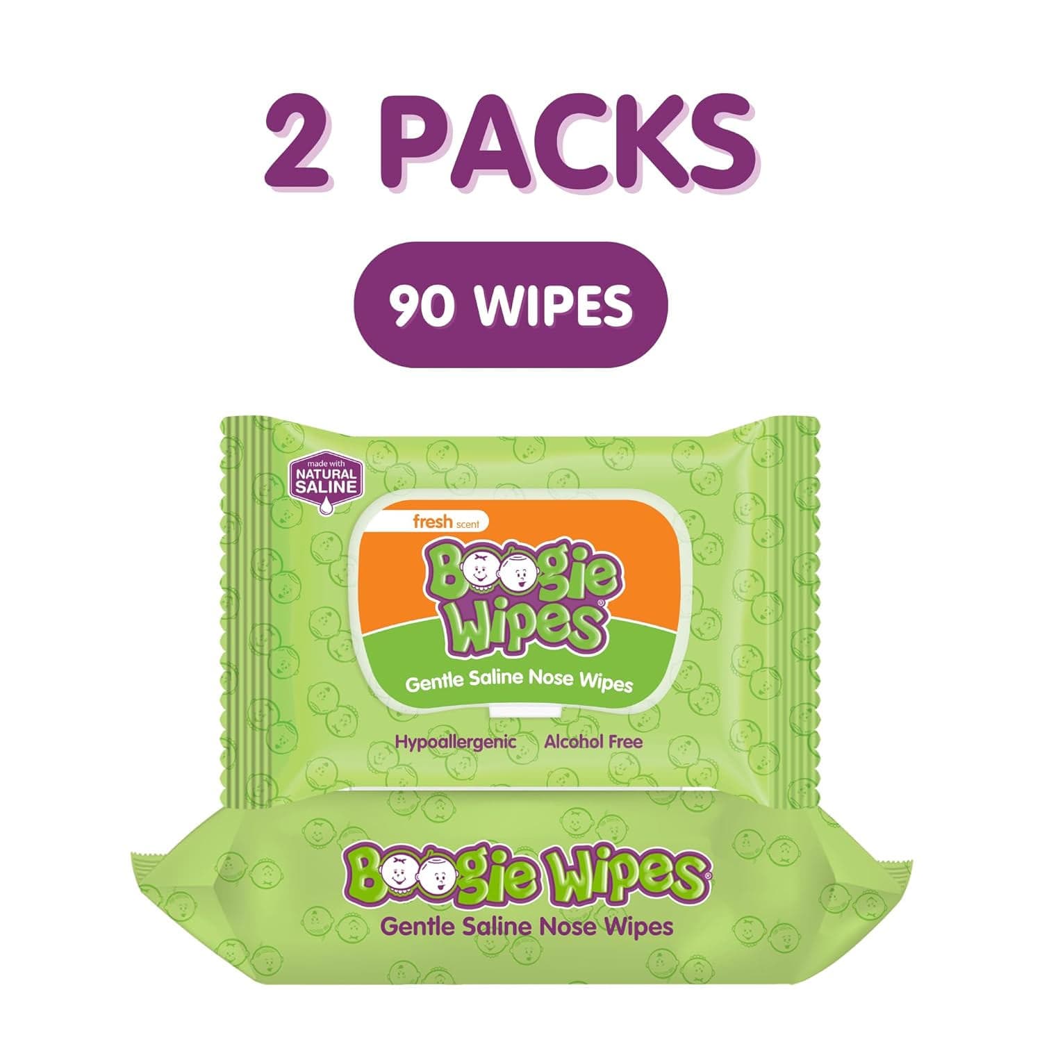 Nehemiah Boogie Wipes Natural Saline Nose Wipe, Fresh Scent - Package of 90 - Image 2