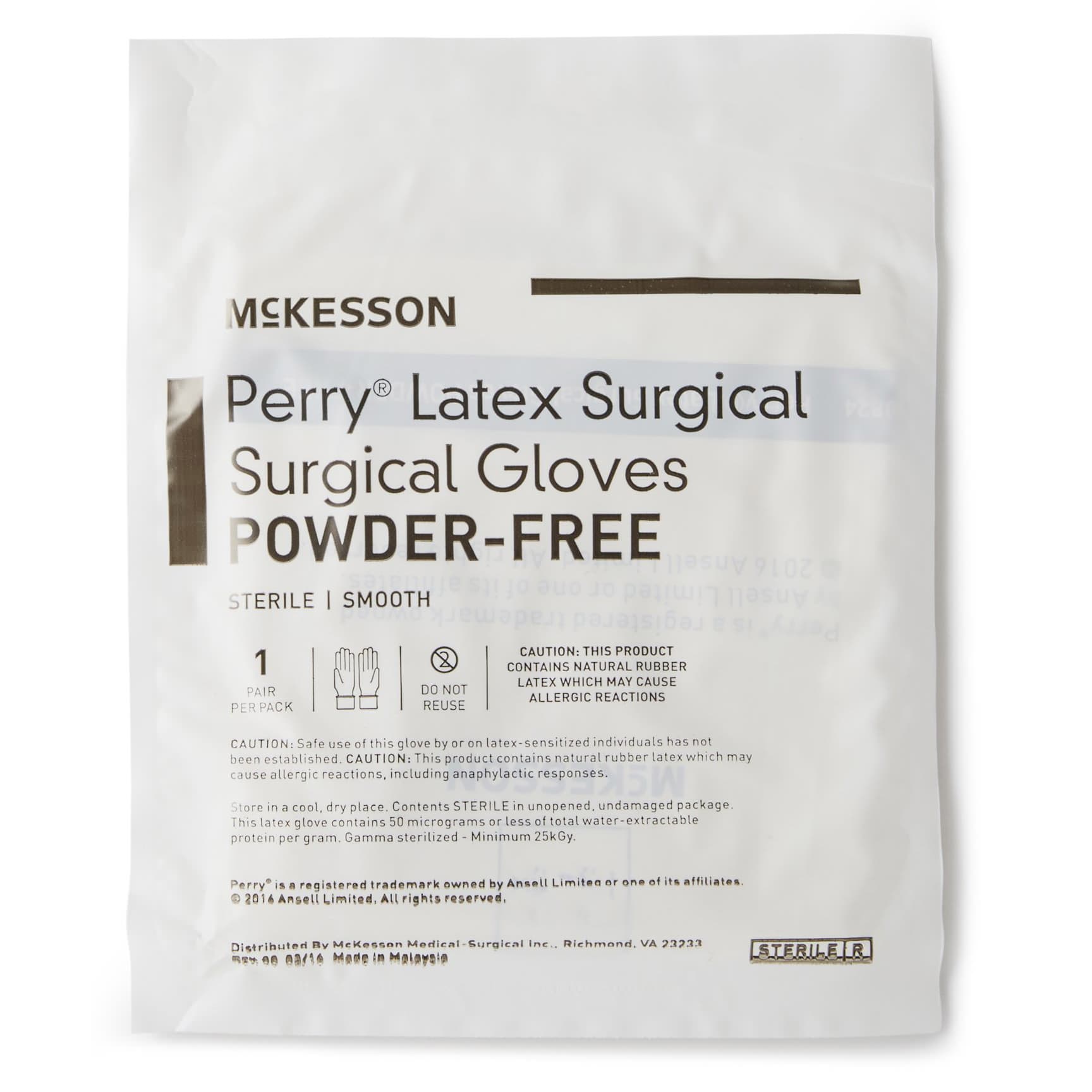 McKesson Perry Latex Powder Free Surgical Glove, Size 6.5, Cream - Case of 400 - Image 1