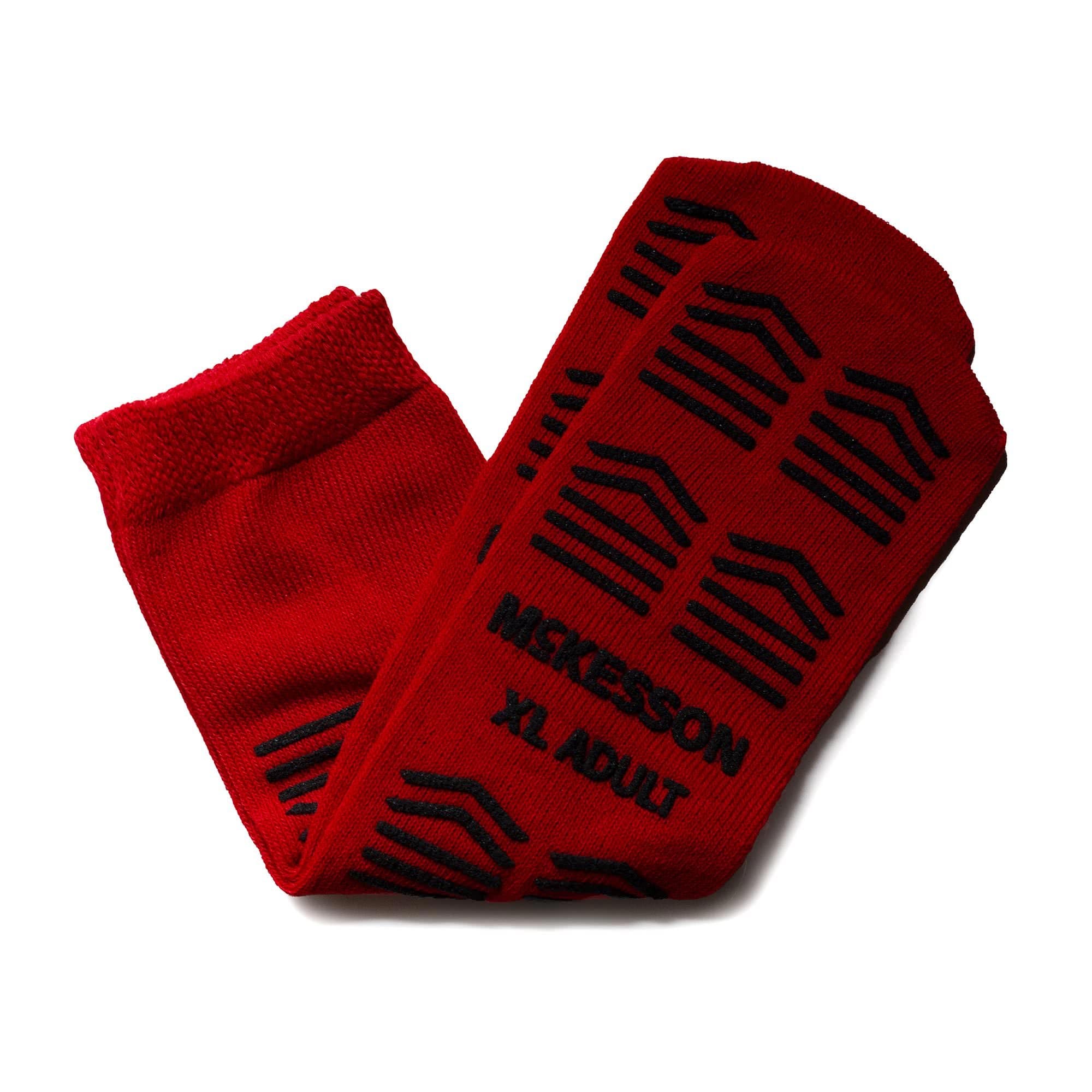 McKesson Unisex Adult Double Tread Slipper Socks, X-Large, Red - Pair - Image 1
