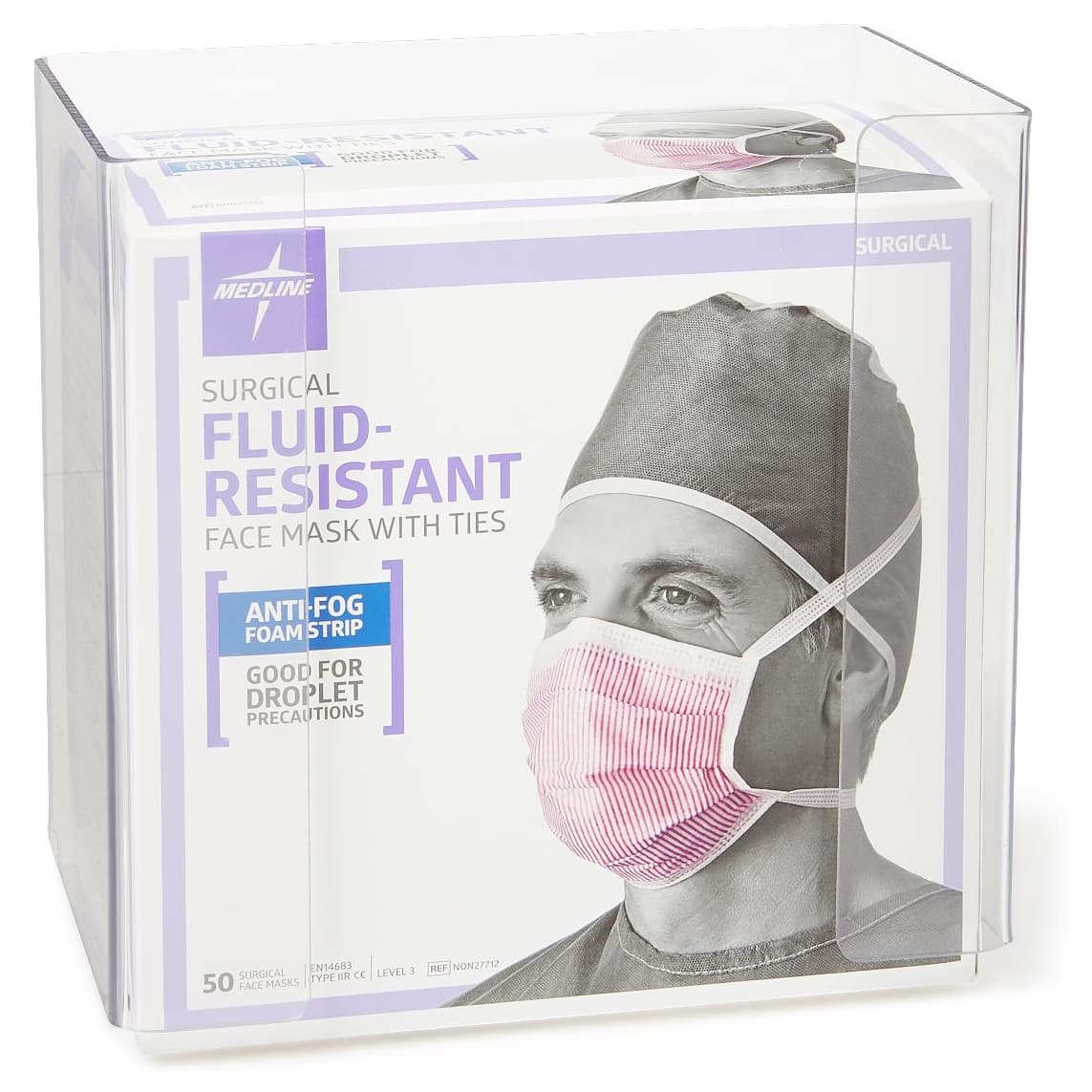 Medline Metal Surgical Face Mask with Ties Dispenser - Case of 12 - Image 3
