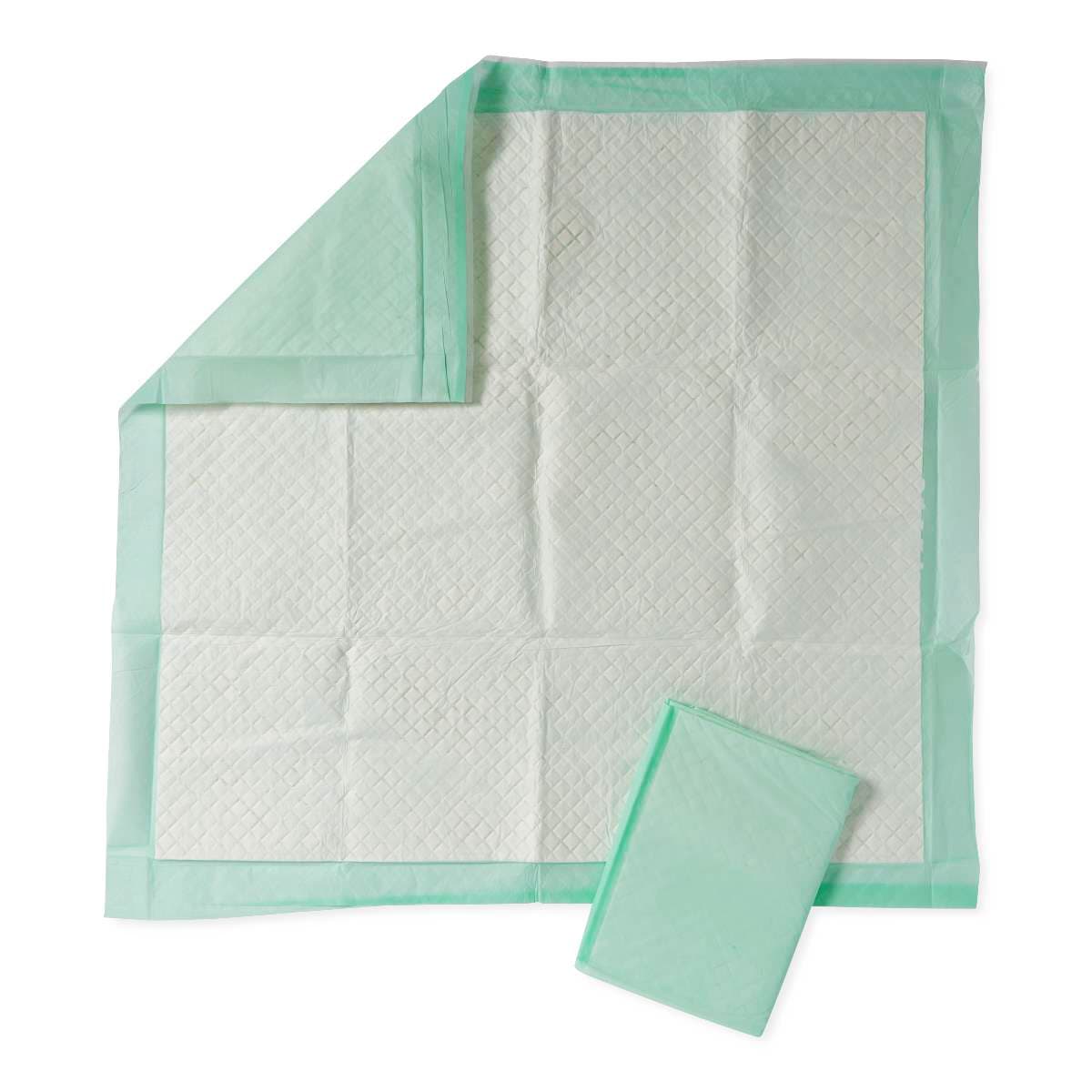 Medline Protection Plus Underpads, Moderate Absorbency, 36 x 36 Inch, Green - Case of 50 - Image 1