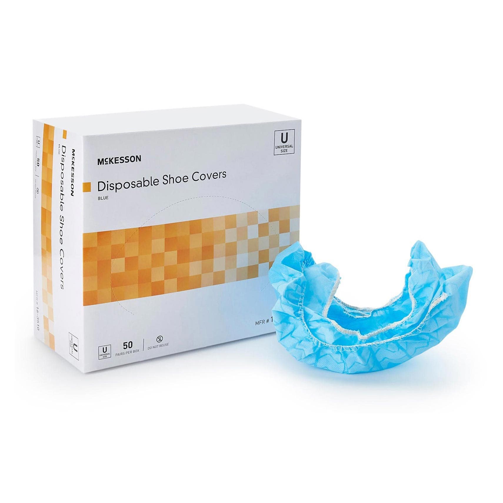 McKesson Elastic Shoe Cover With Non-Skid Sole, Blue, One Size Fits Most - Box of 50 - Image 1