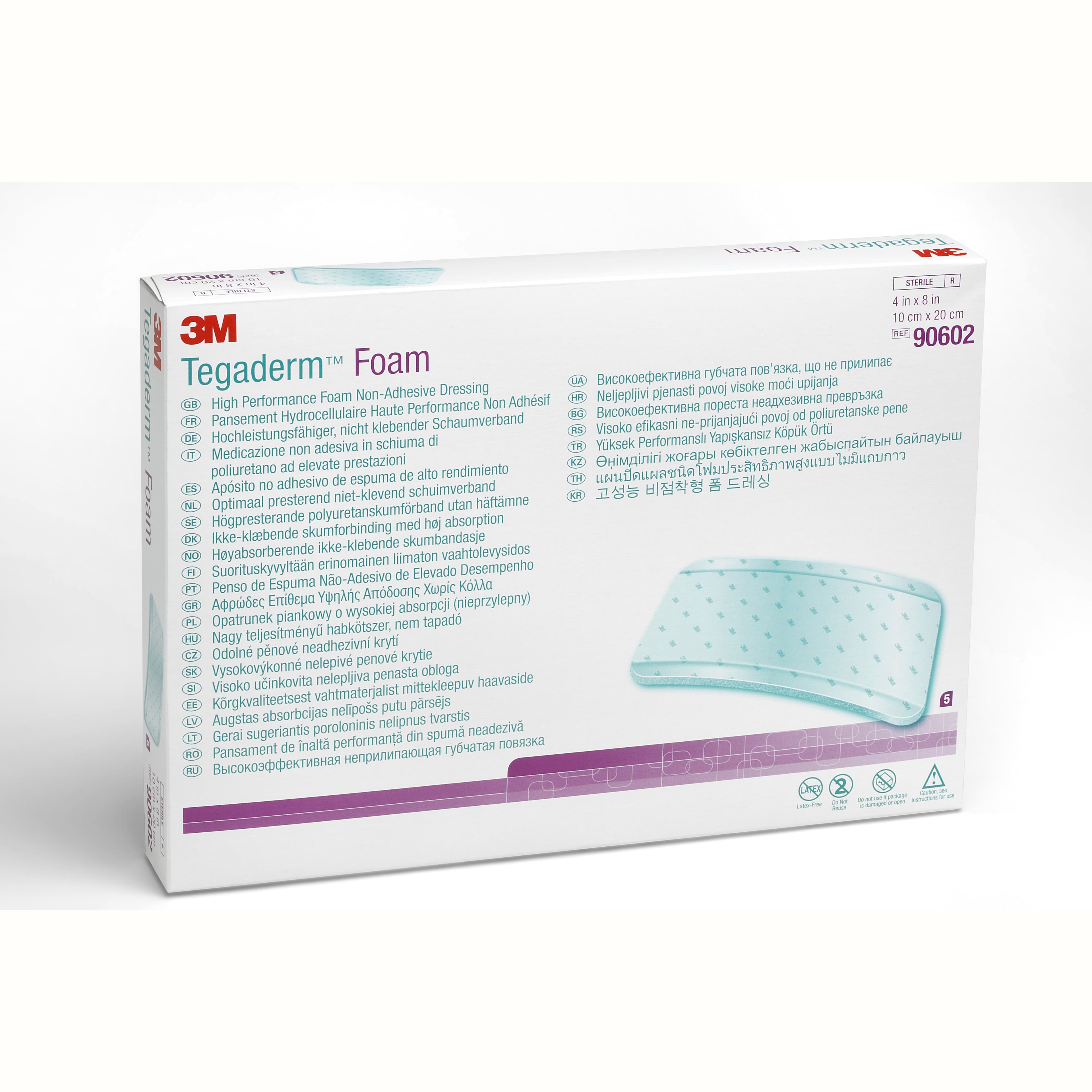 3M Tegaderm High Performance Foam Dressing, Non-Adhesive, 4" x 8" - Case of 30 - Image 1