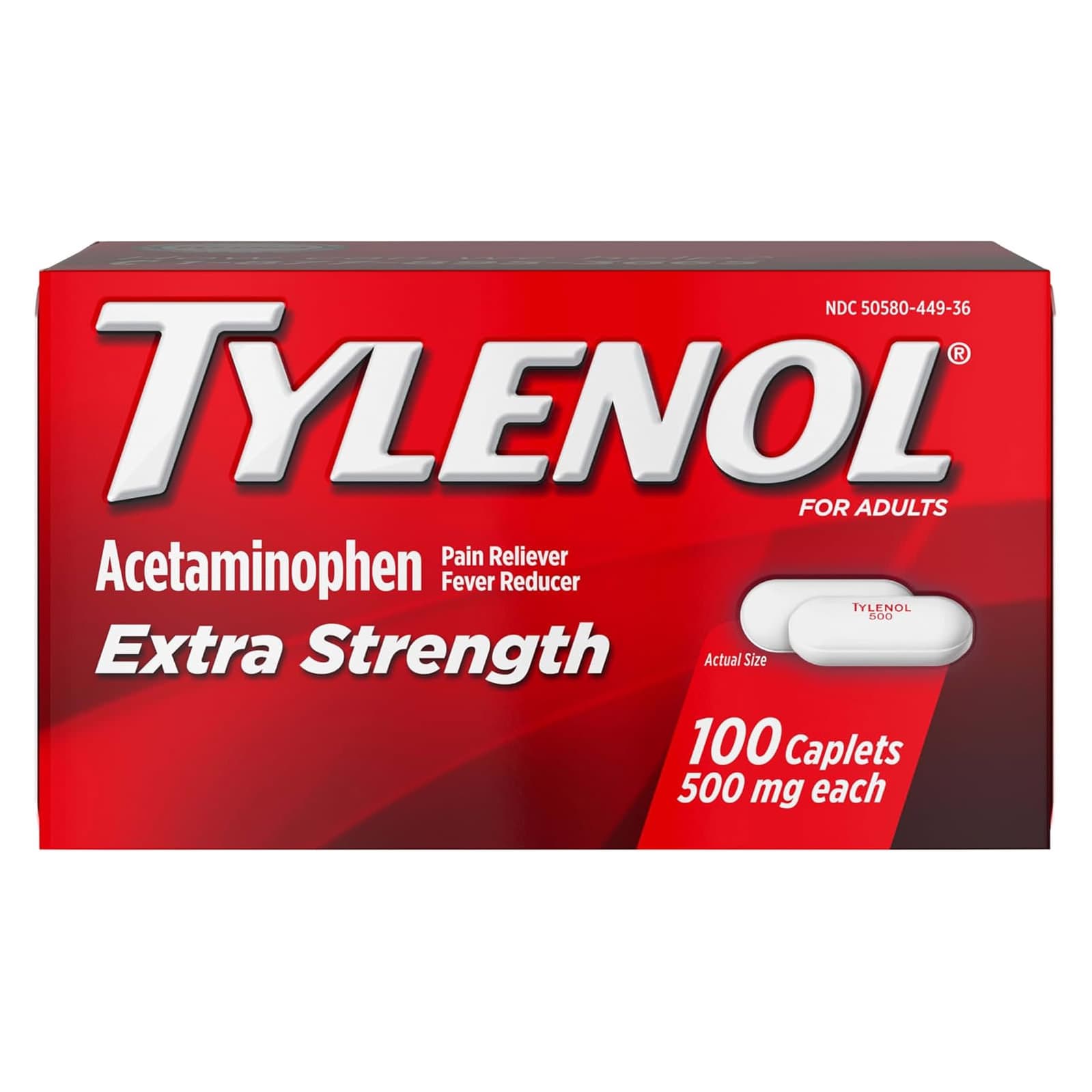 Tylenol Extra Strength Caplets, Easy to Swallow, 500 mg, 100 Count - Each - Image 1