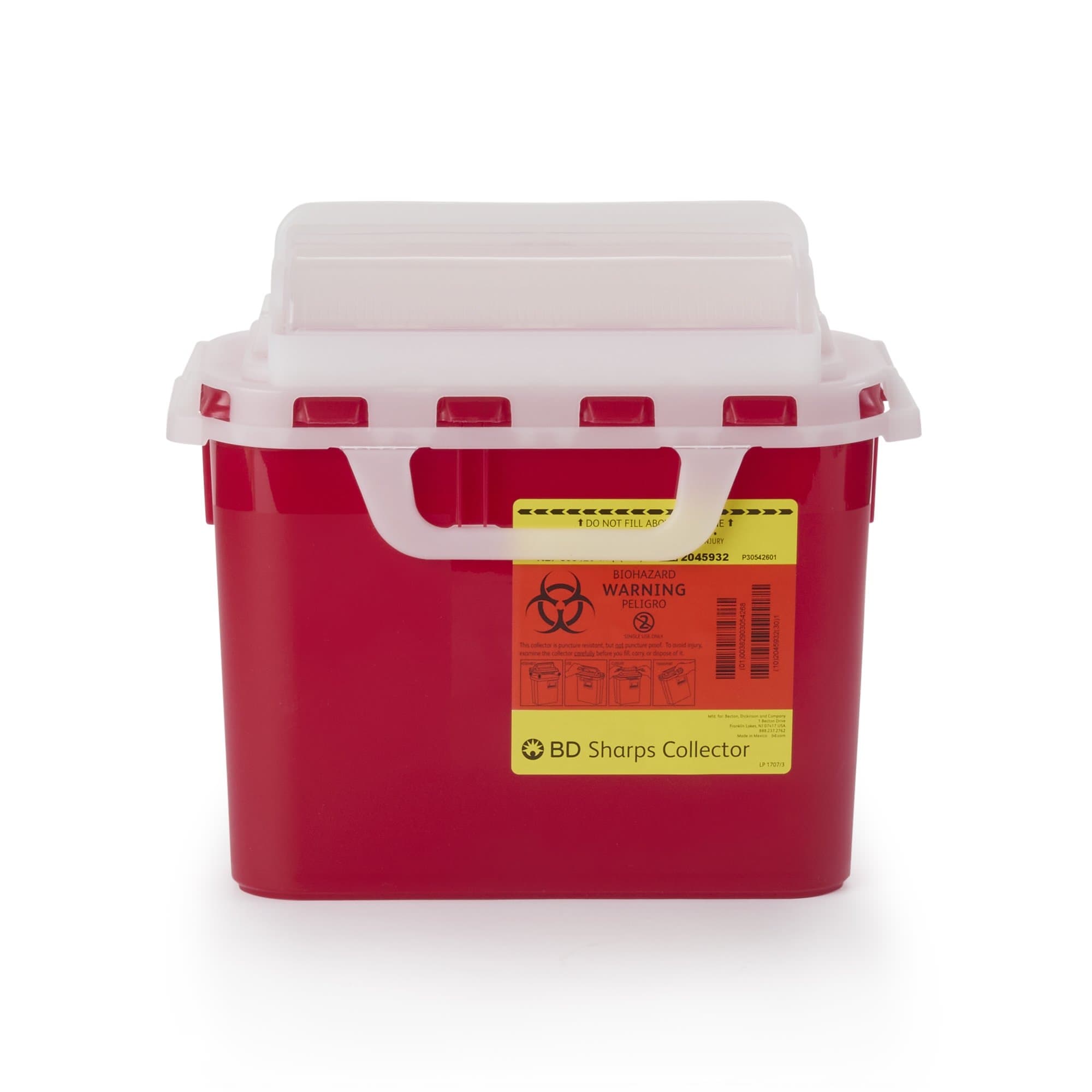 BD Counterbalanced Door Patient Room Collector, 5.4 Quart, Red - Case of 12 - Image 1